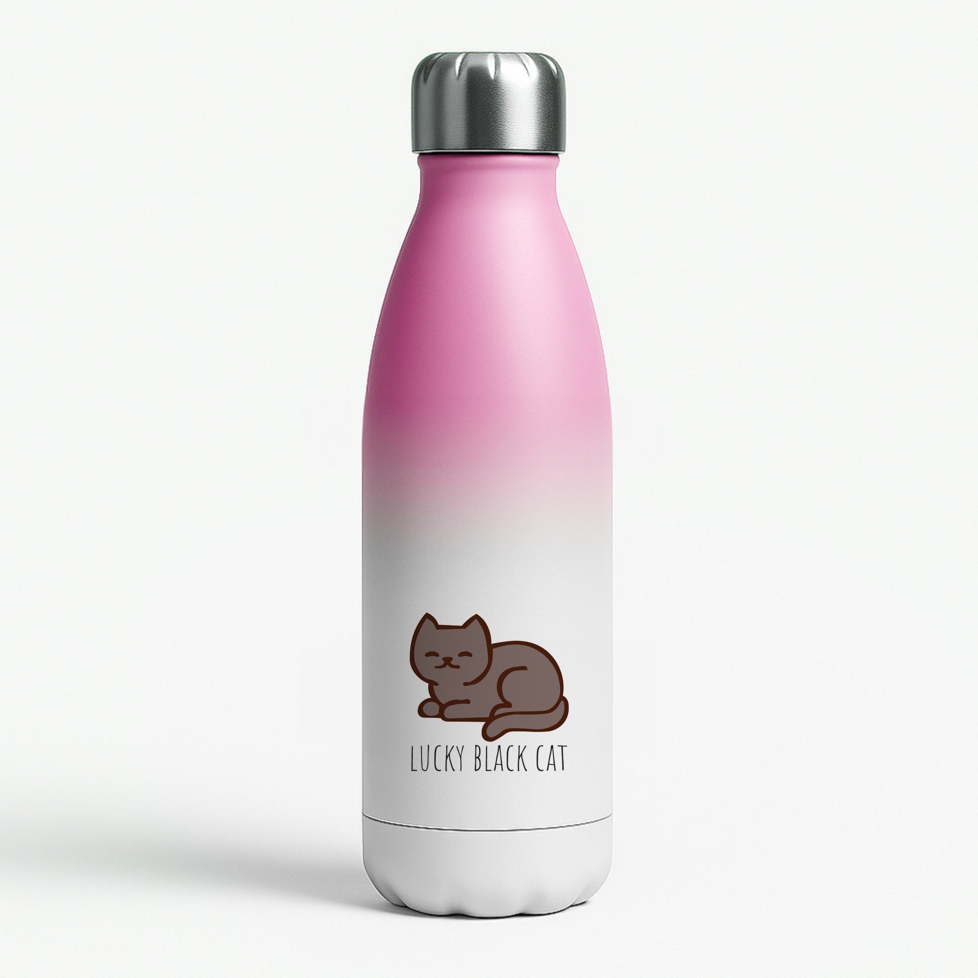 Lucky Black Cat - Cats Pink Water Bottle