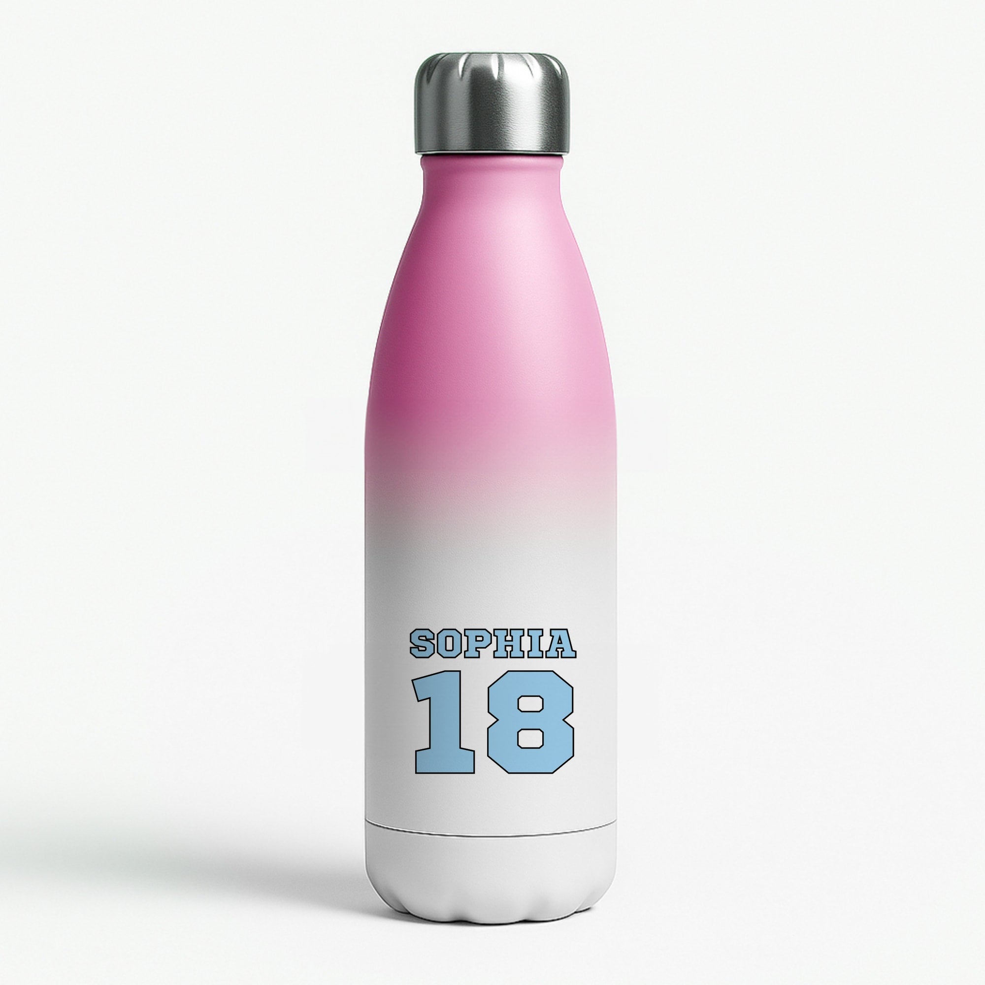 Light Blue - Personalised Football Pink Water Bottle