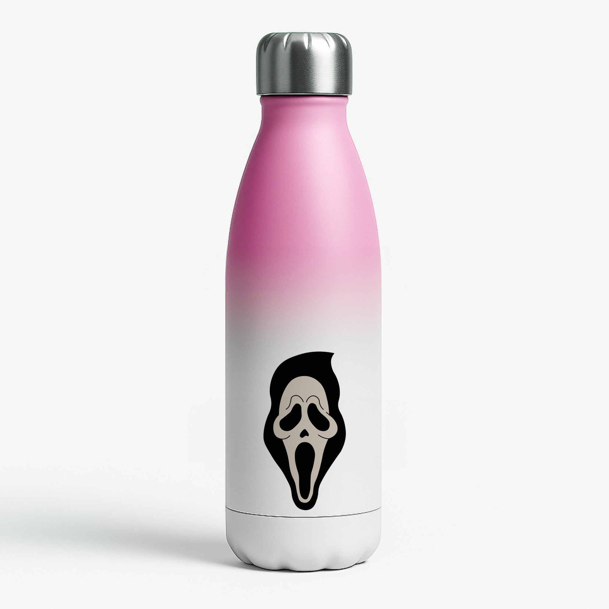 Pink Ghostface Pattern - Scream Pink Water Bottle