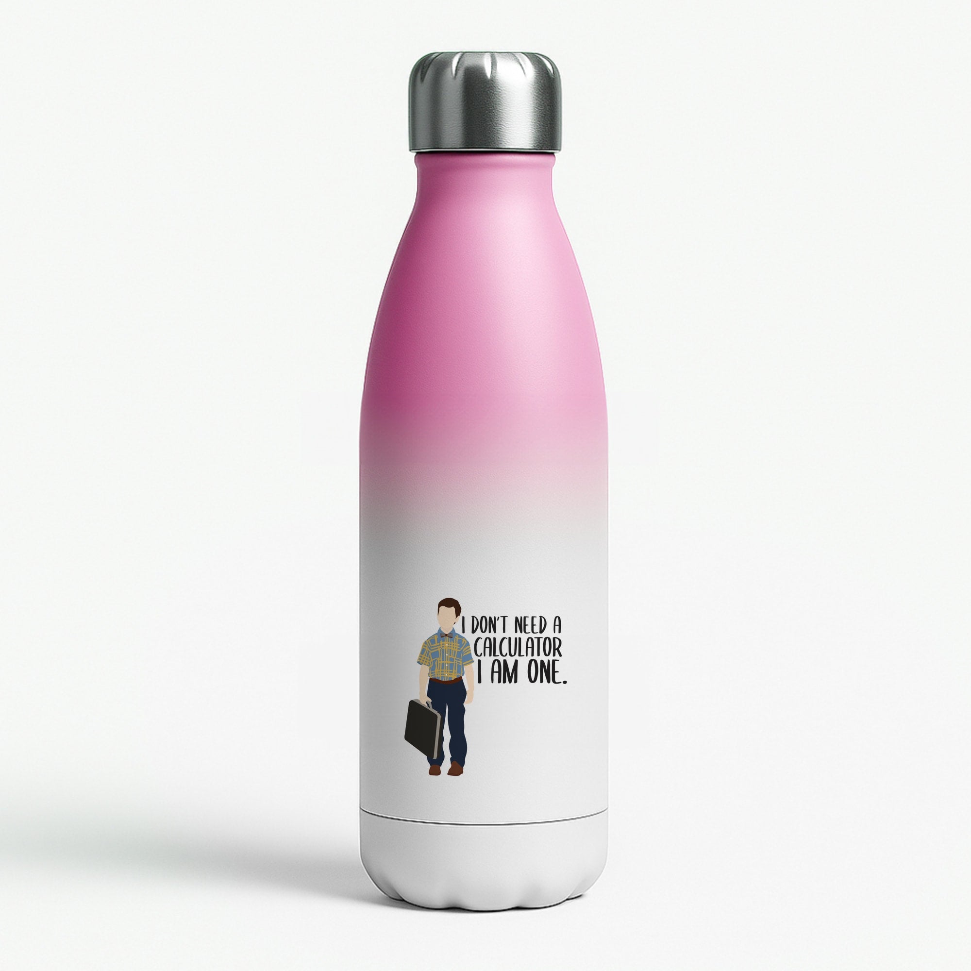 I Don't Need A Calculator - Sheldon Pink Water Bottle