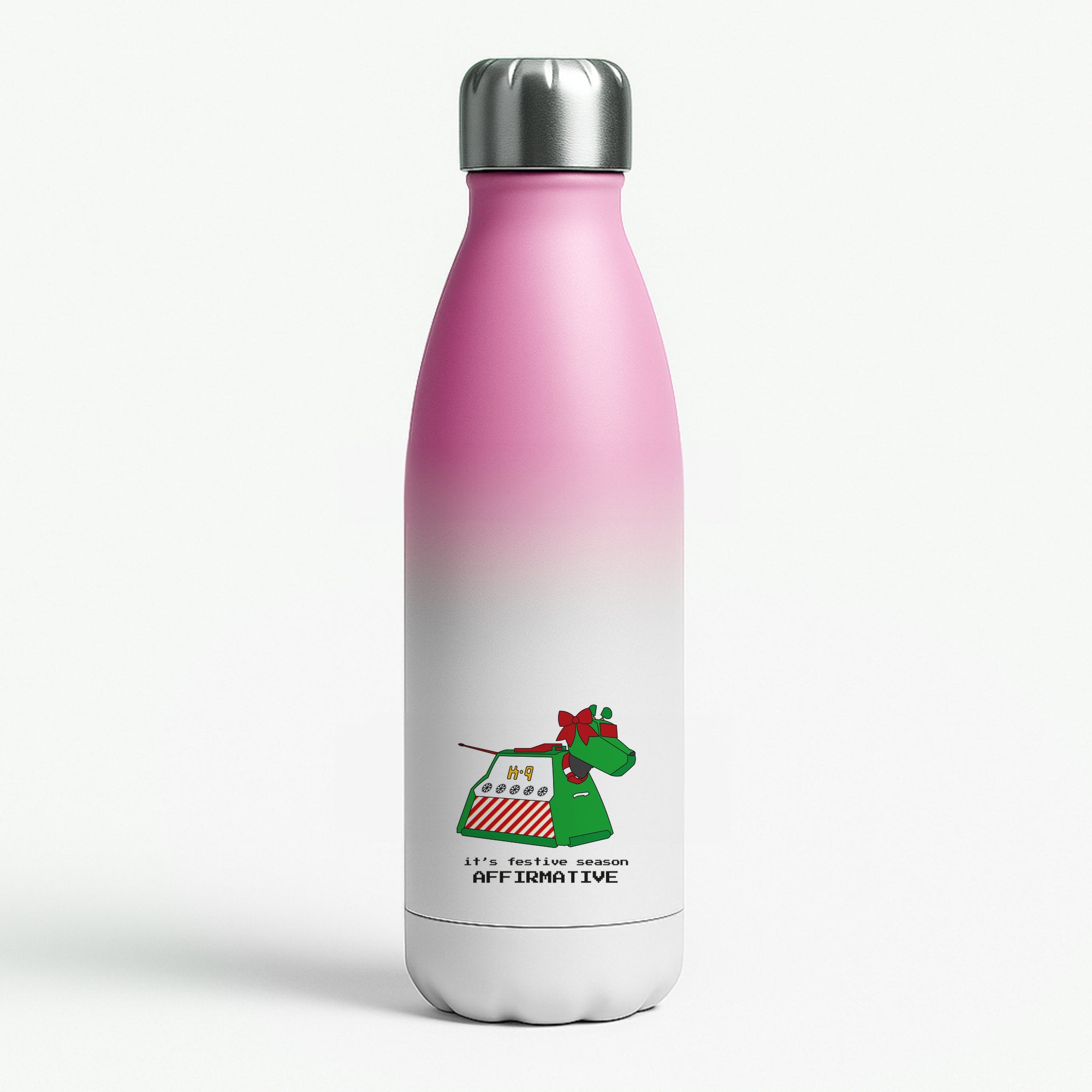 K9 Festive Season - Doctor Who Pink Water Bottle