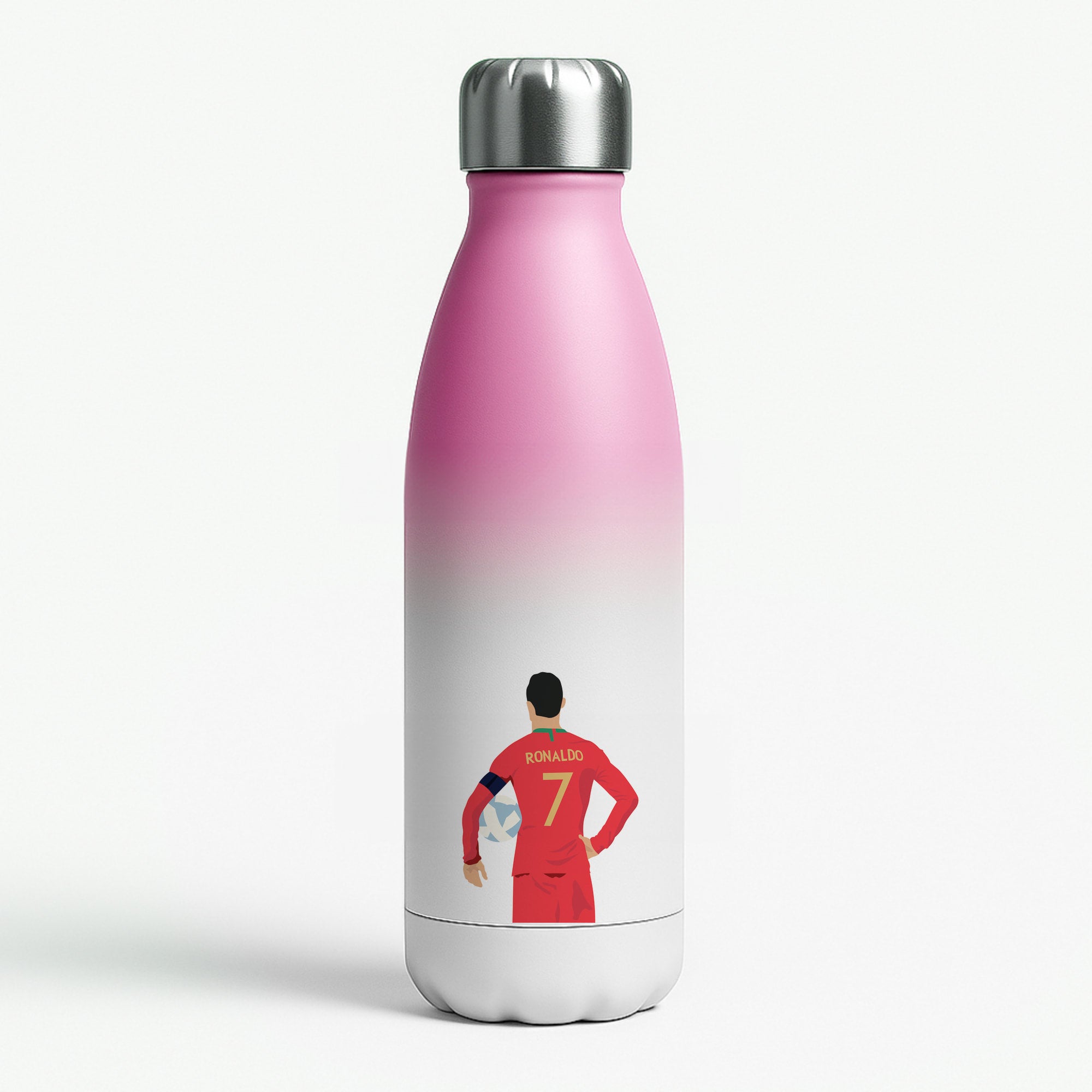 Ronaldo - Football Pink Water Bottle