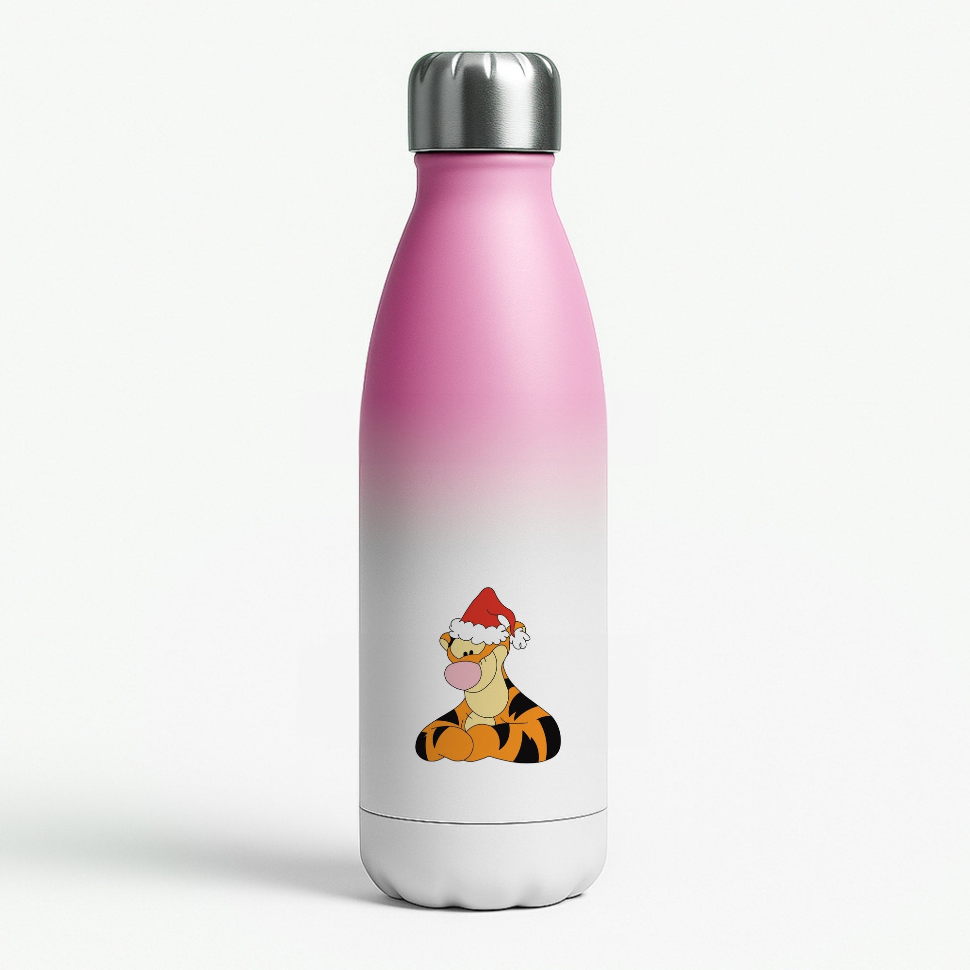 Tiger Pattern Christmas Pink Water Bottle
