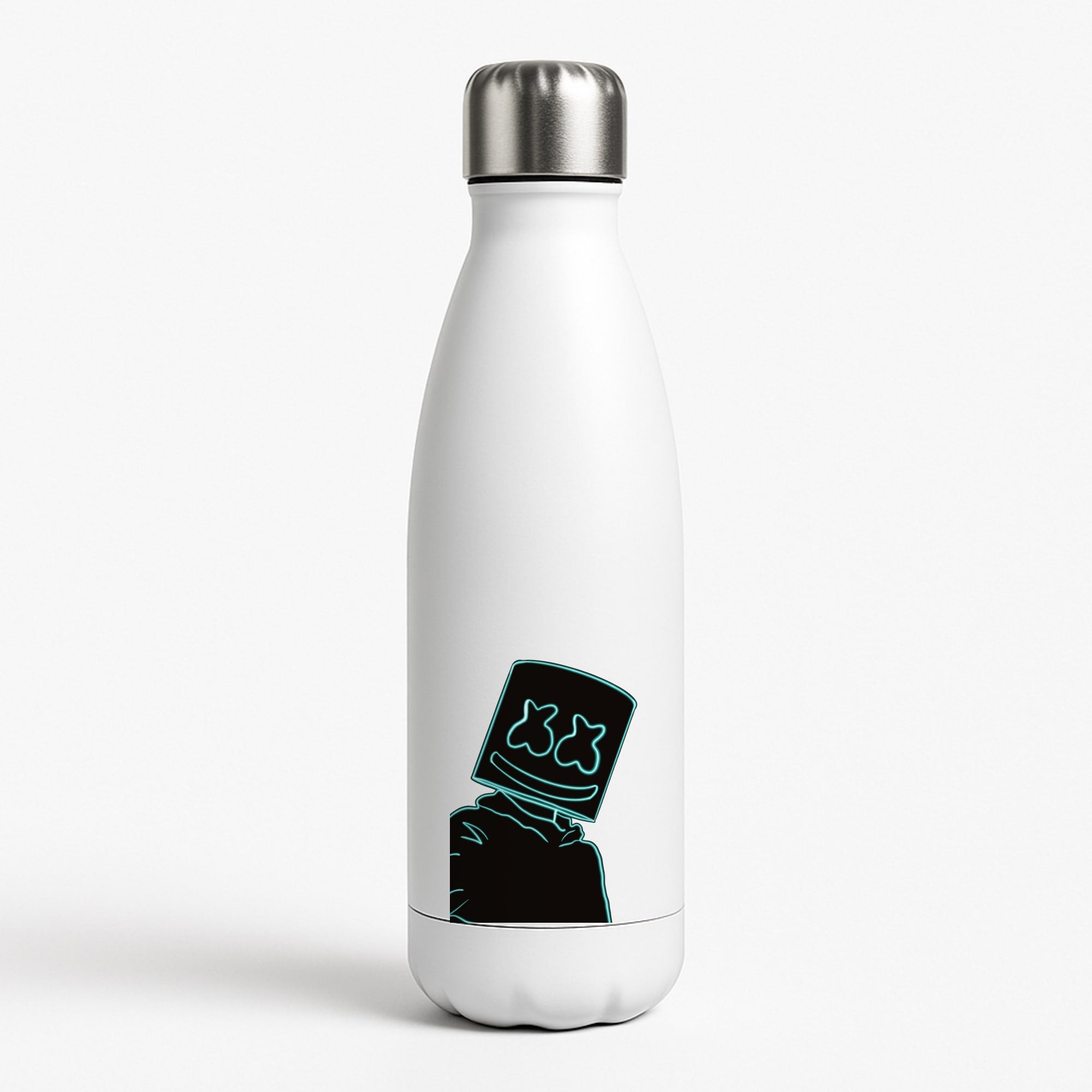 Black White Helmet DJ Neon White Water Bottle