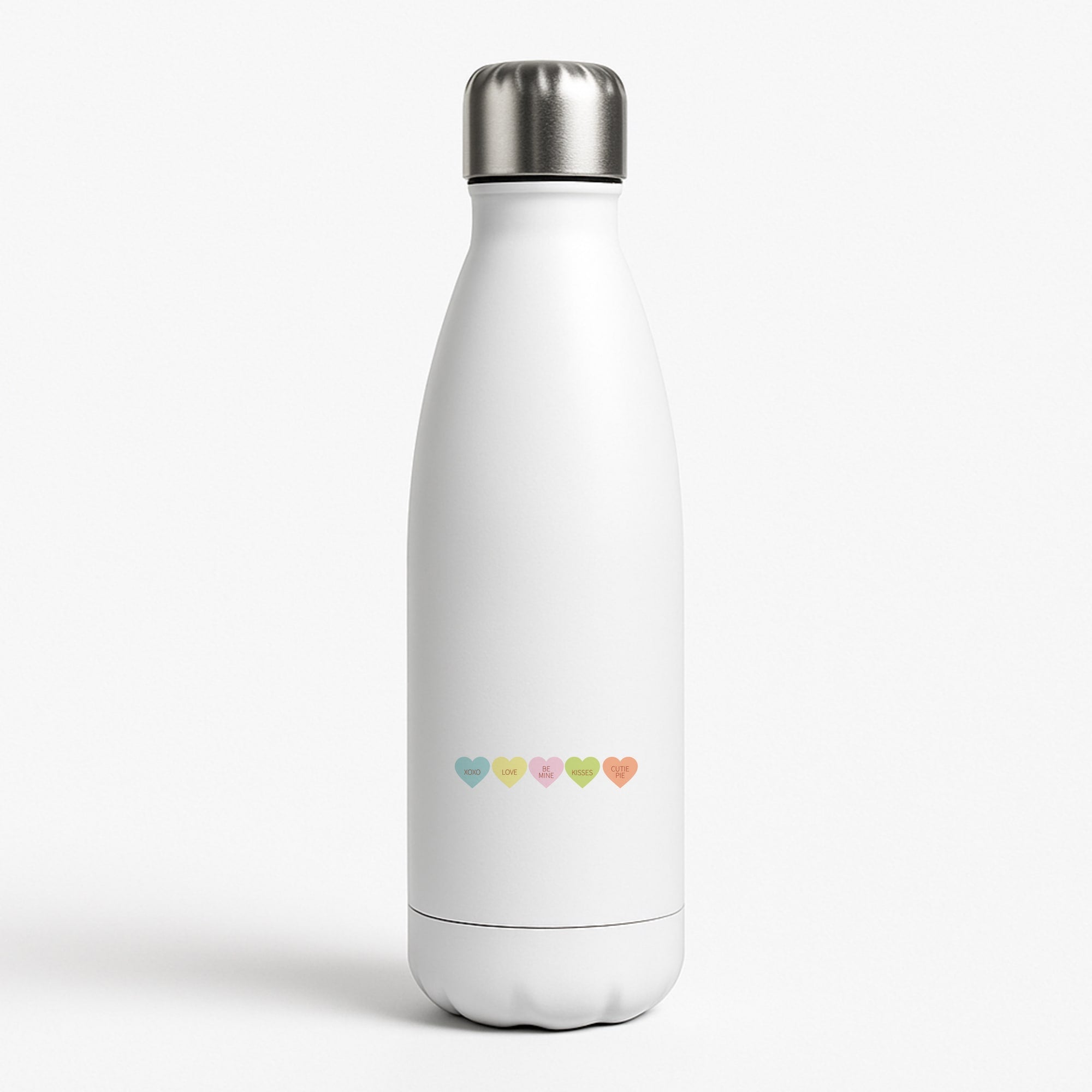 Love Hearts- Valentine's Day White Water Bottle