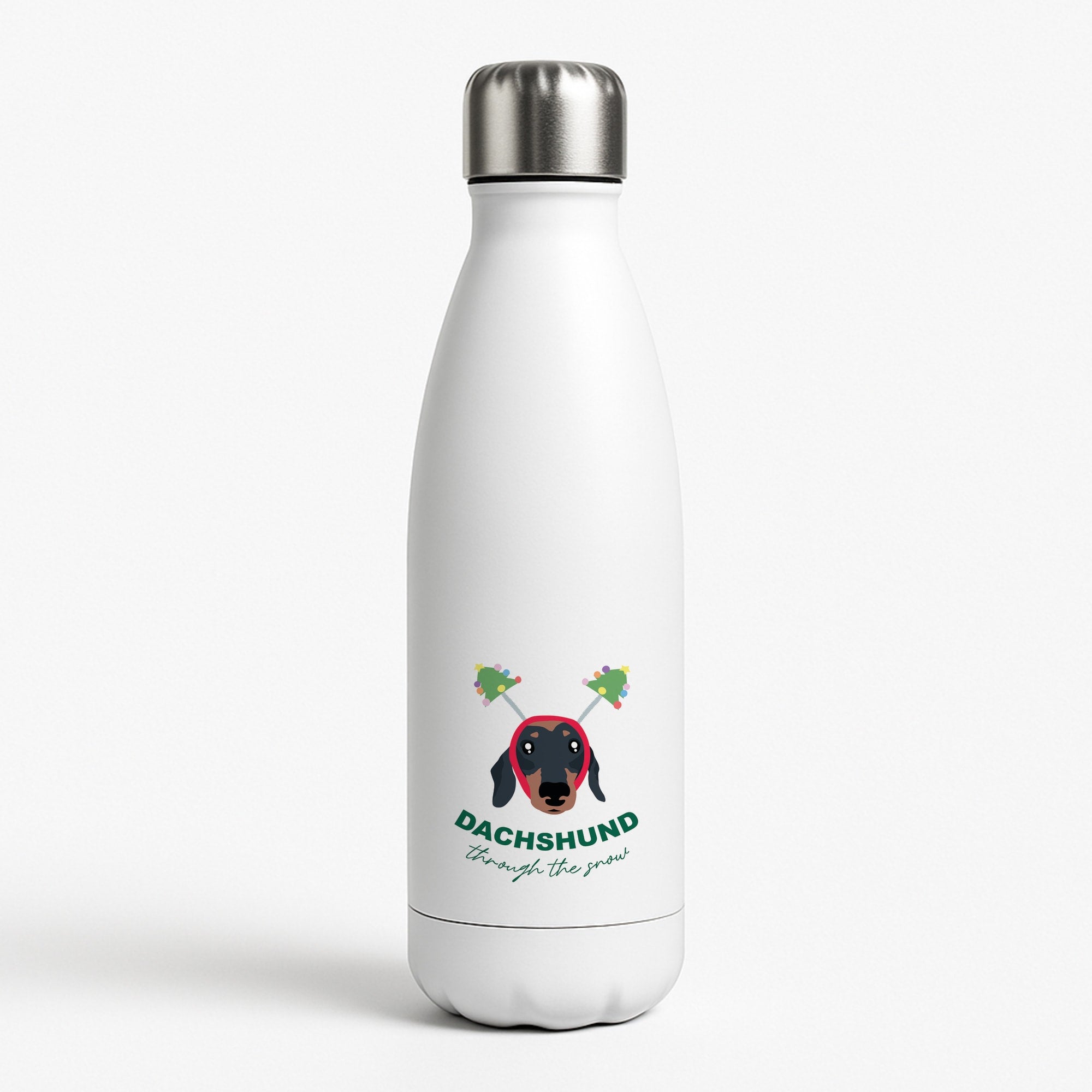 Dachshund Through The Snow White Water Bottle