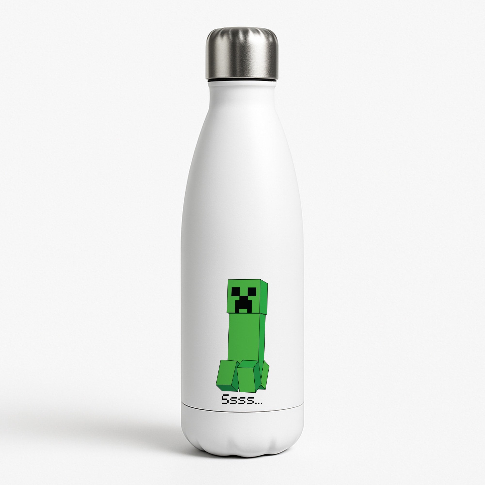 Creeper Standing White Water Bottle