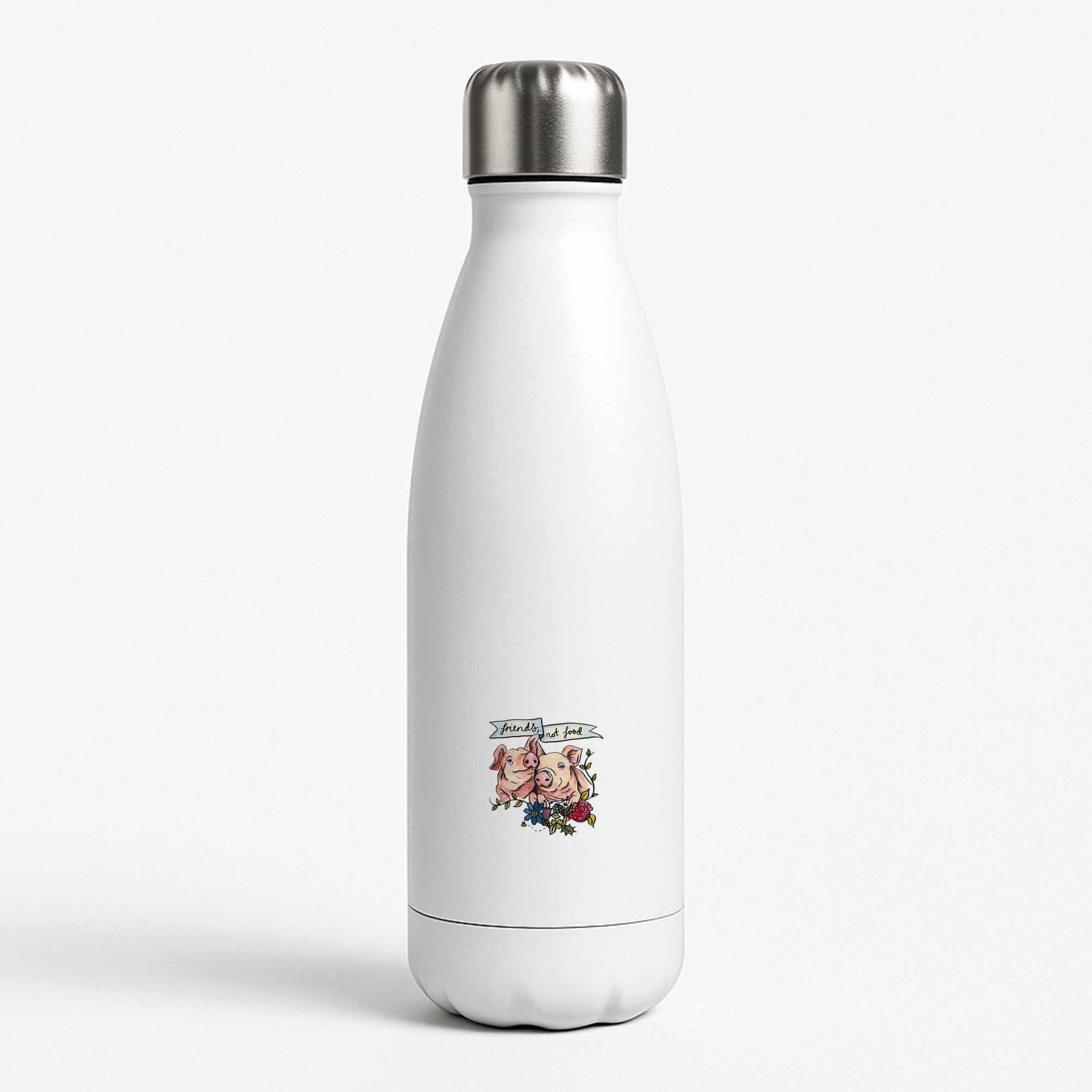 Friends Not Food - Vegan White Water Bottle