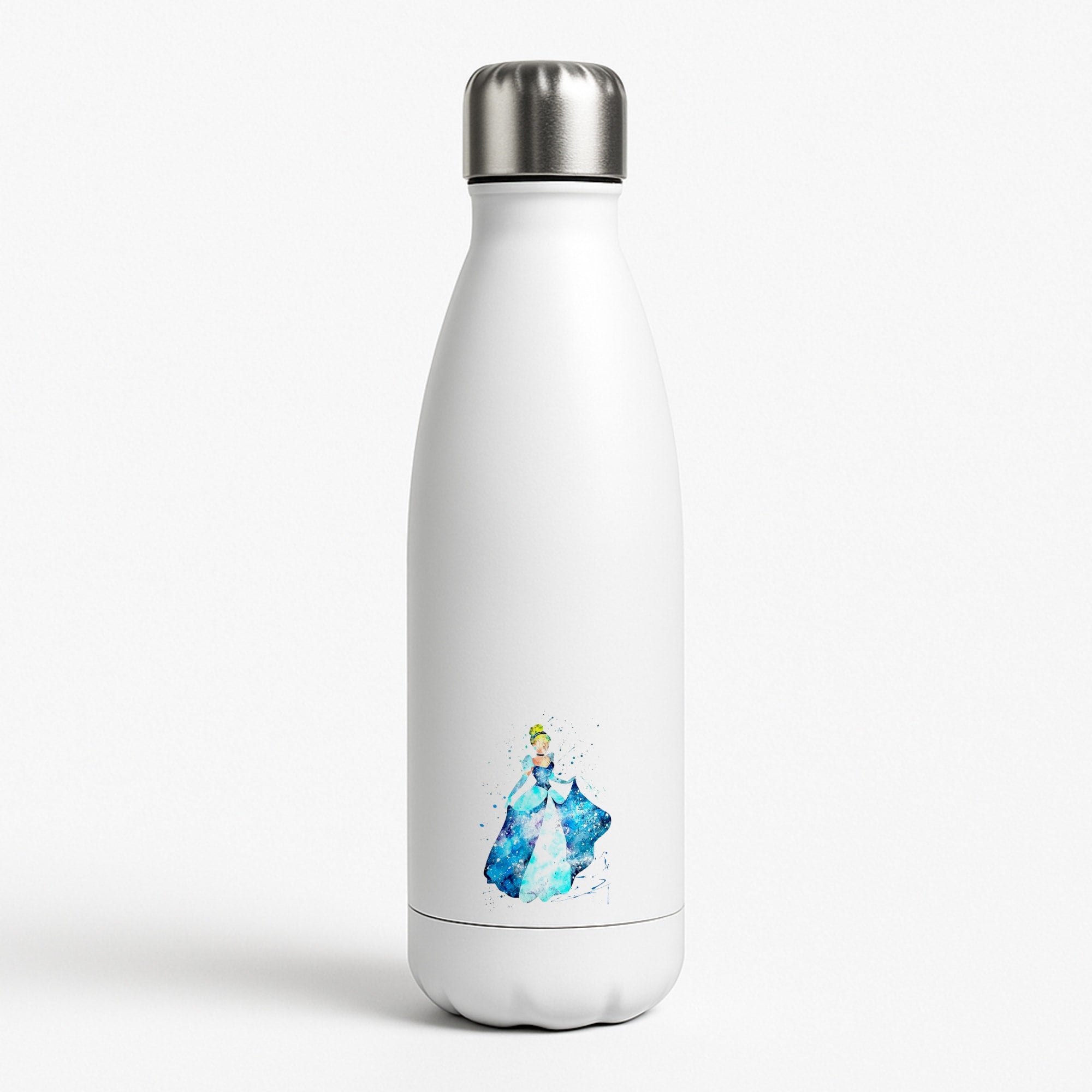 Watercolour Cinderella Fairytale White Water Bottle