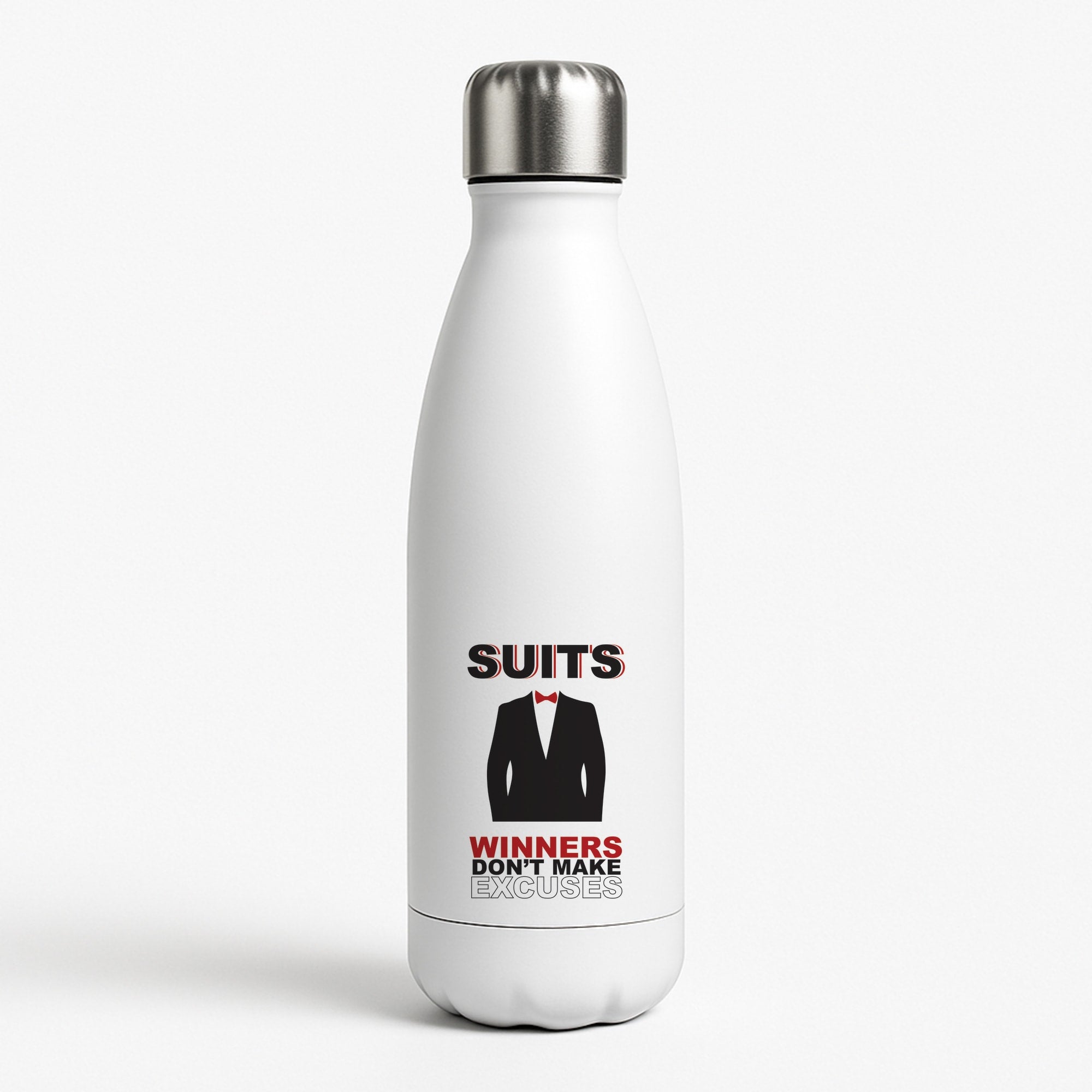 Winners Don't Make Excuses White Water Bottle