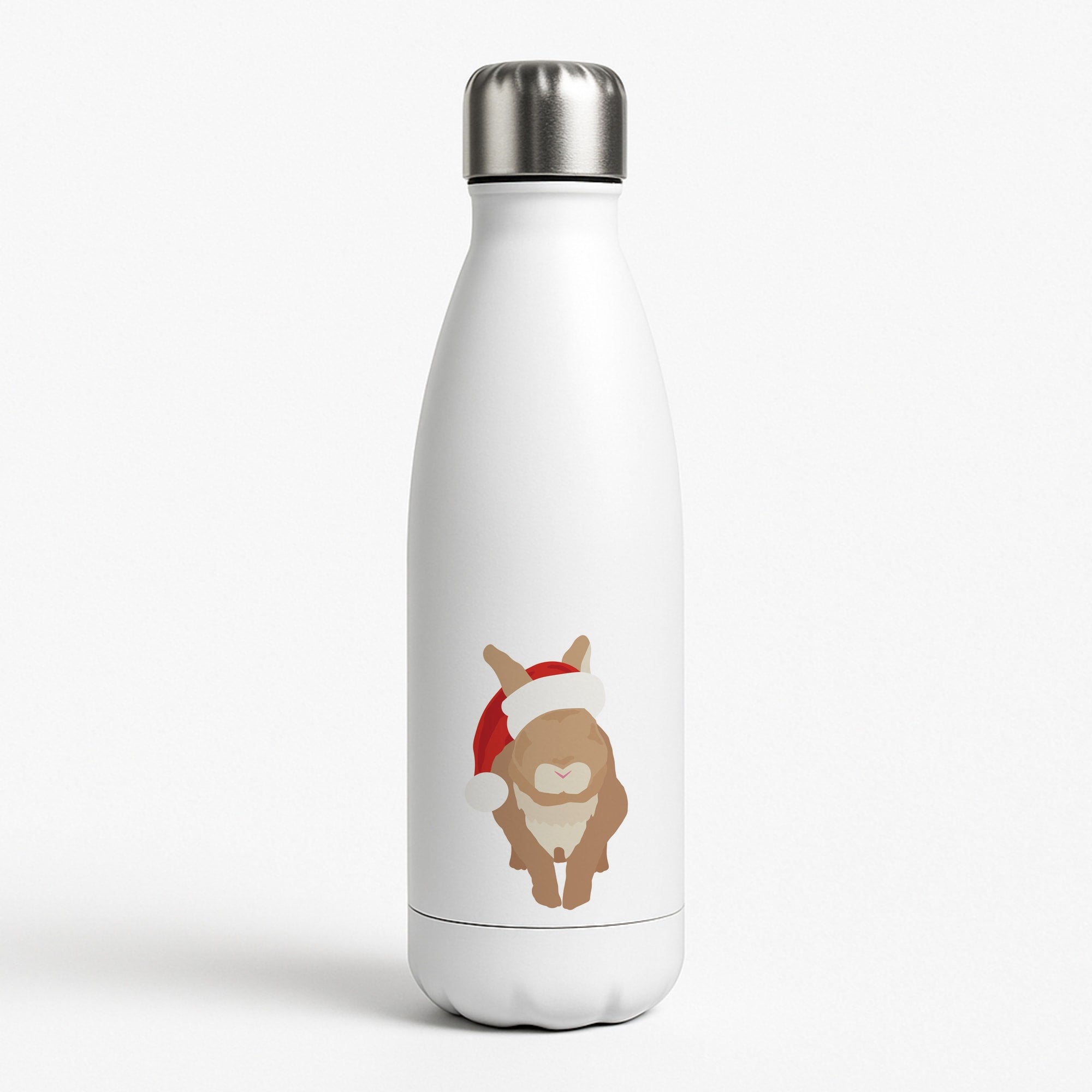Rabbit Christmas Ears White Water Bottle