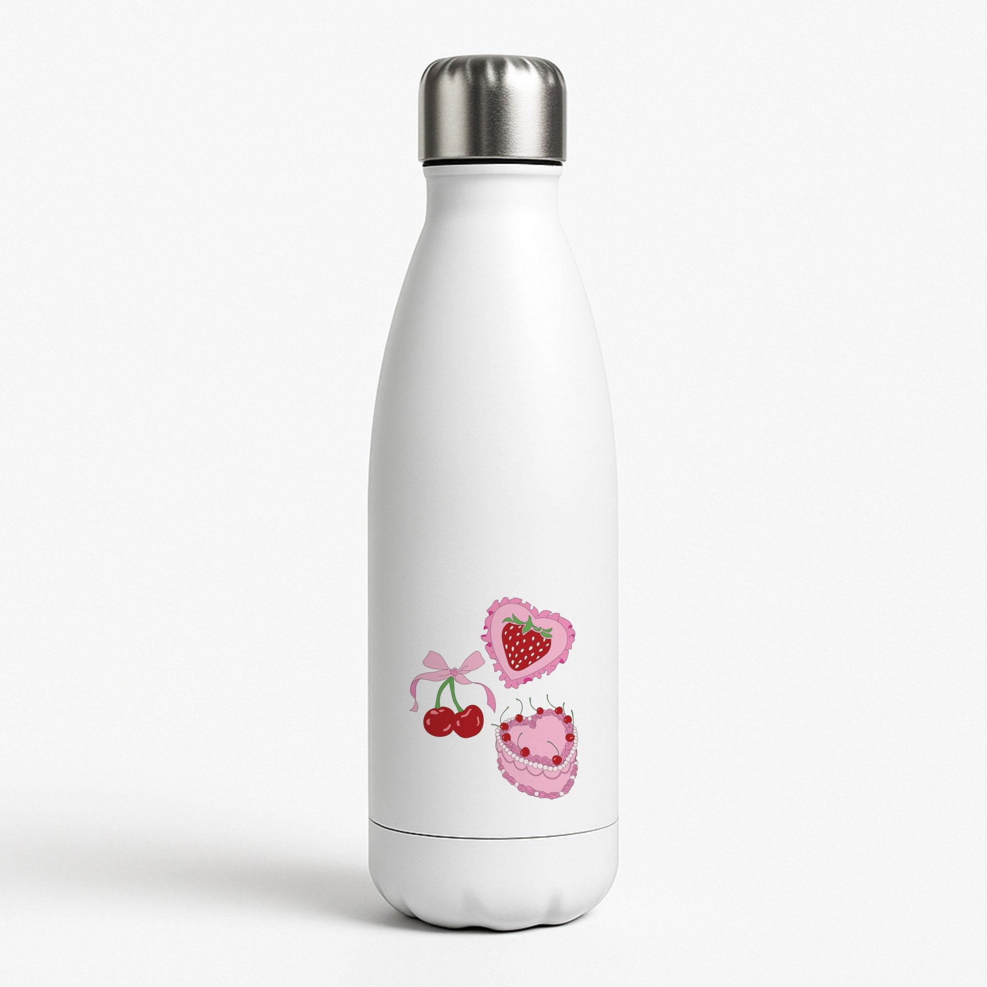 Cherries, Strawberries And Cake - Valentine's Day Water Bottle