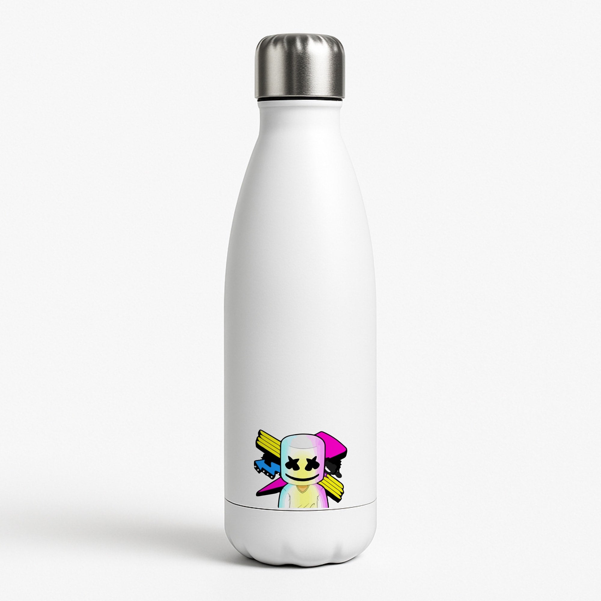 Neon Logo White Helmet DJ White Water Bottle