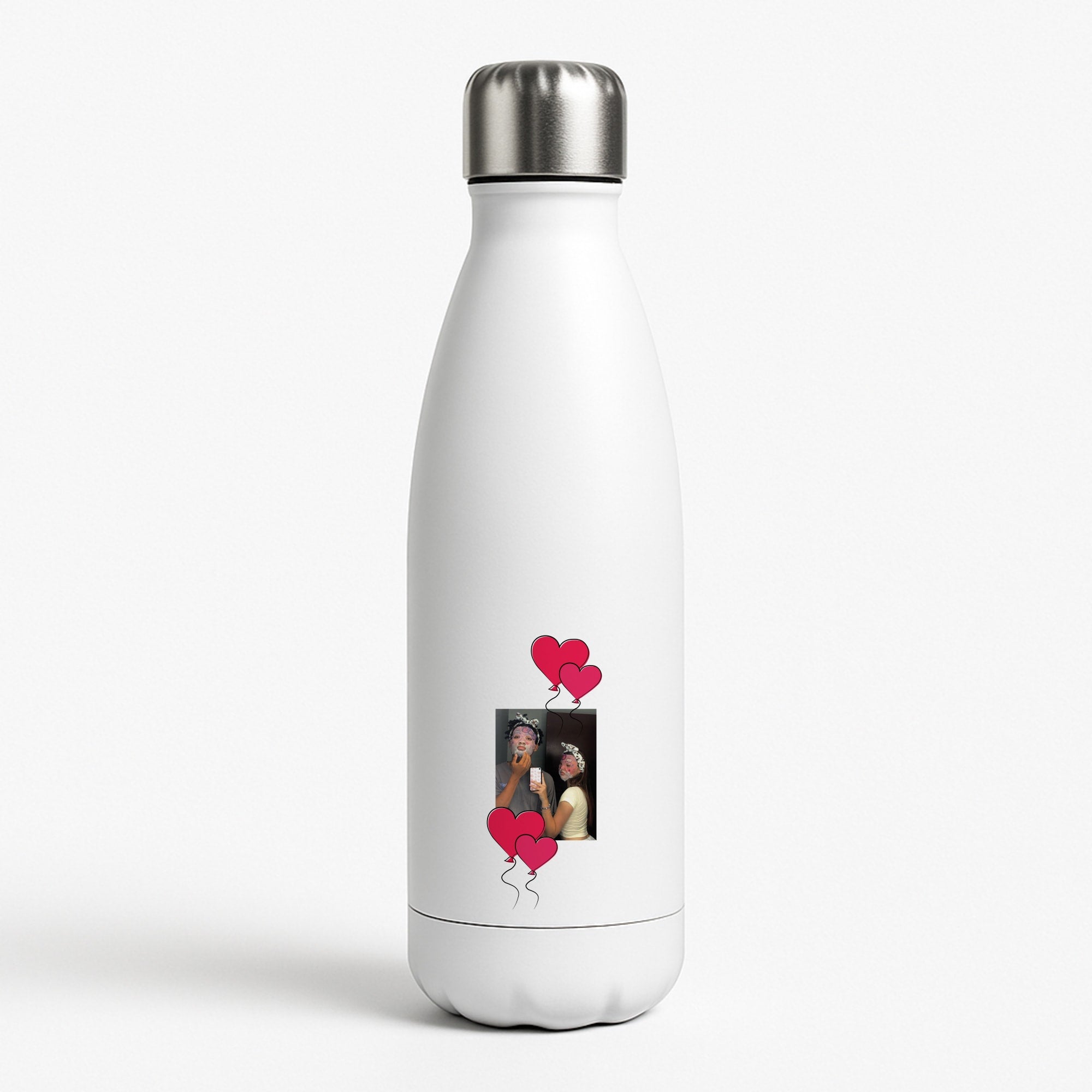 Heart Balloons - Personalised Couples Water Bottle
