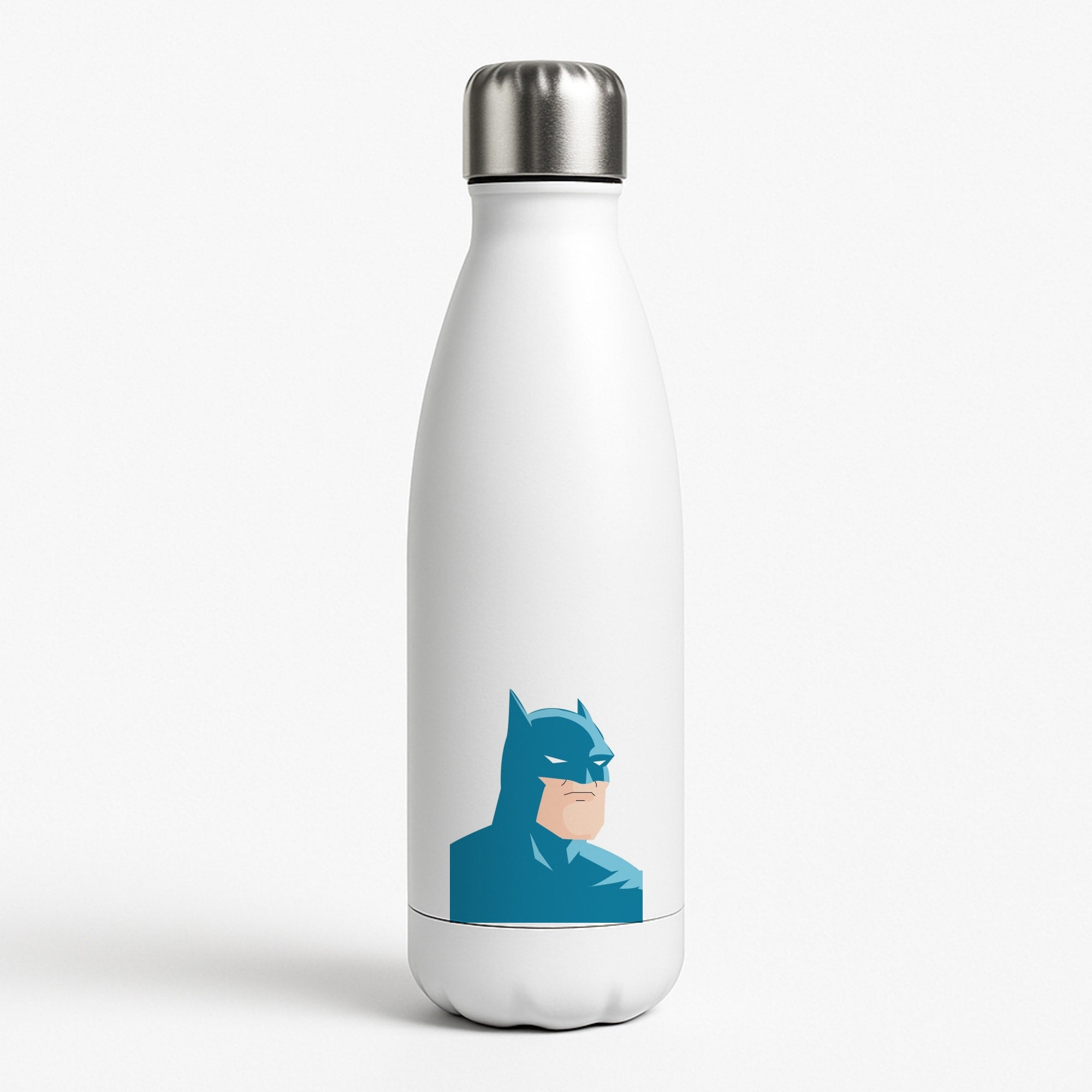 Blue Bat Superhero White Water Bottle