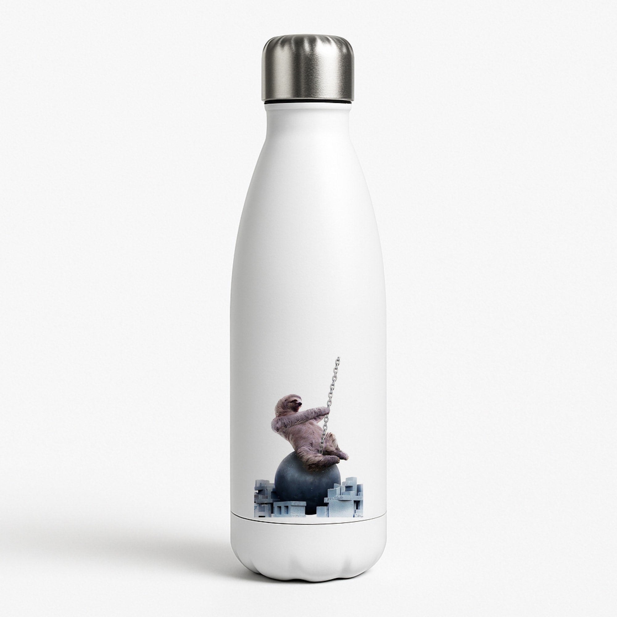 Wrecking Ball Sloth White Water Bottle