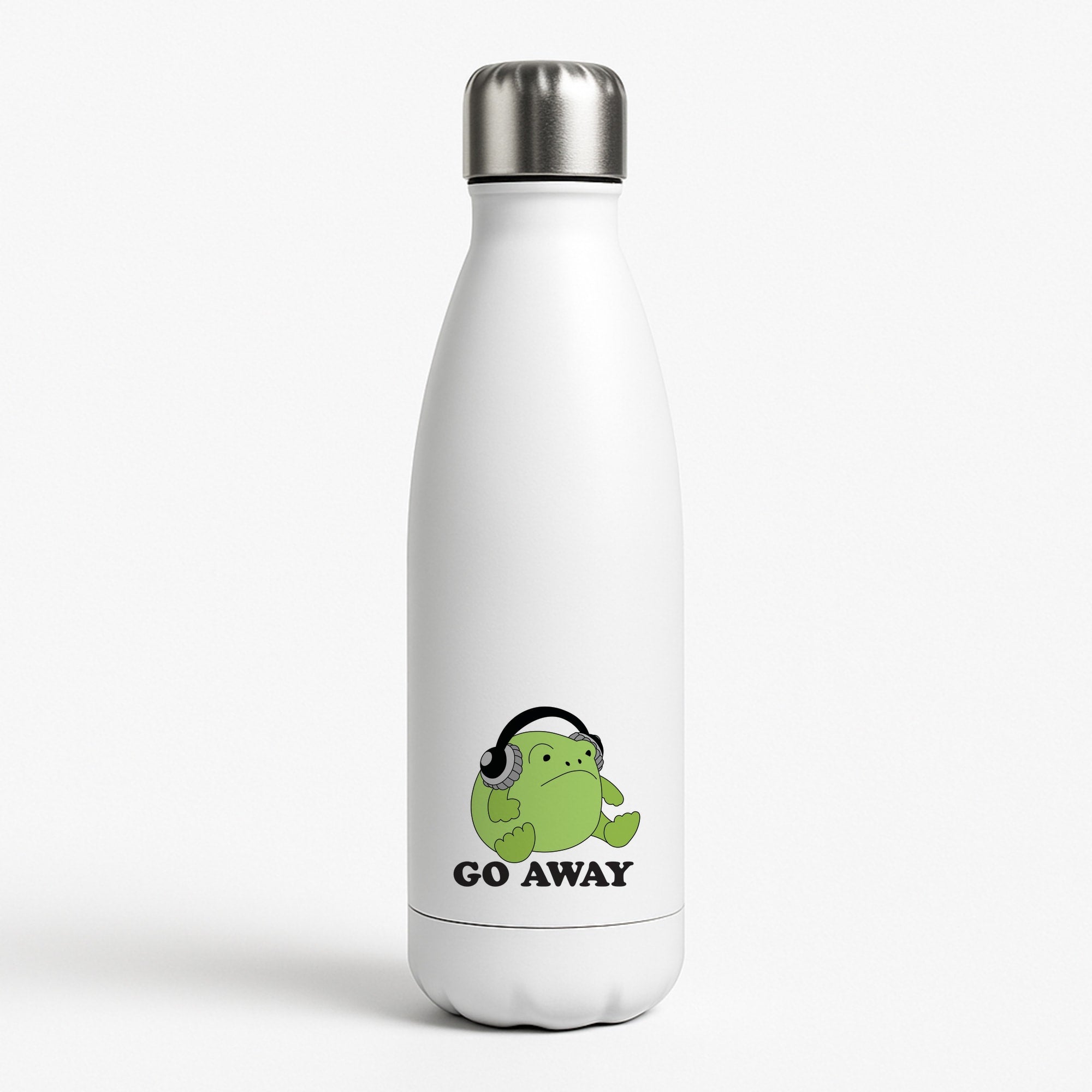 Go Away Grumpy Frog White Water Bottle