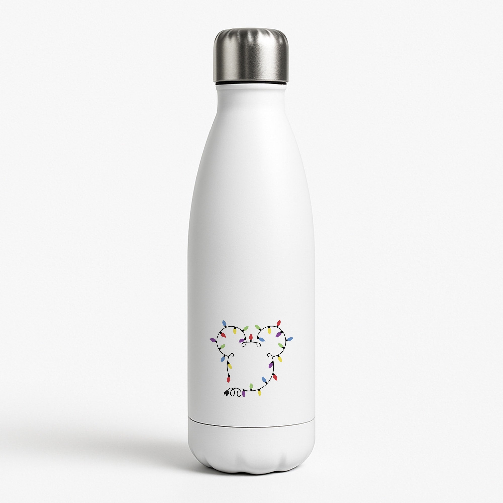 Mouse Christmas Lights Christmas White Water Bottle