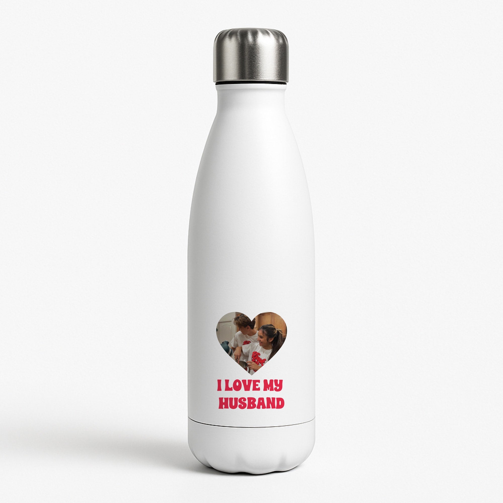 I Love My Husband - Personalised Couples White Water Bottle