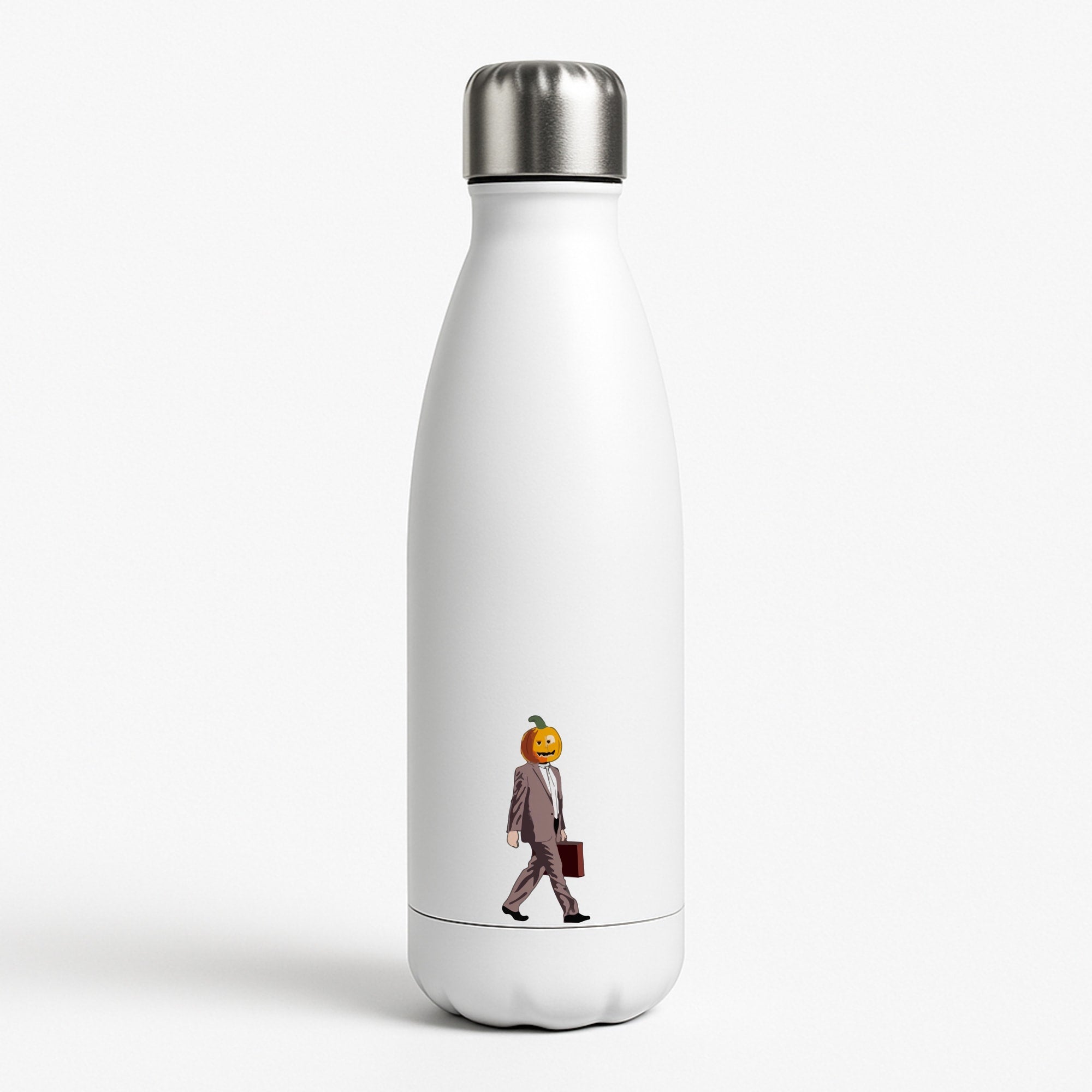 Dwight Pumpkin Head White Water Bottle