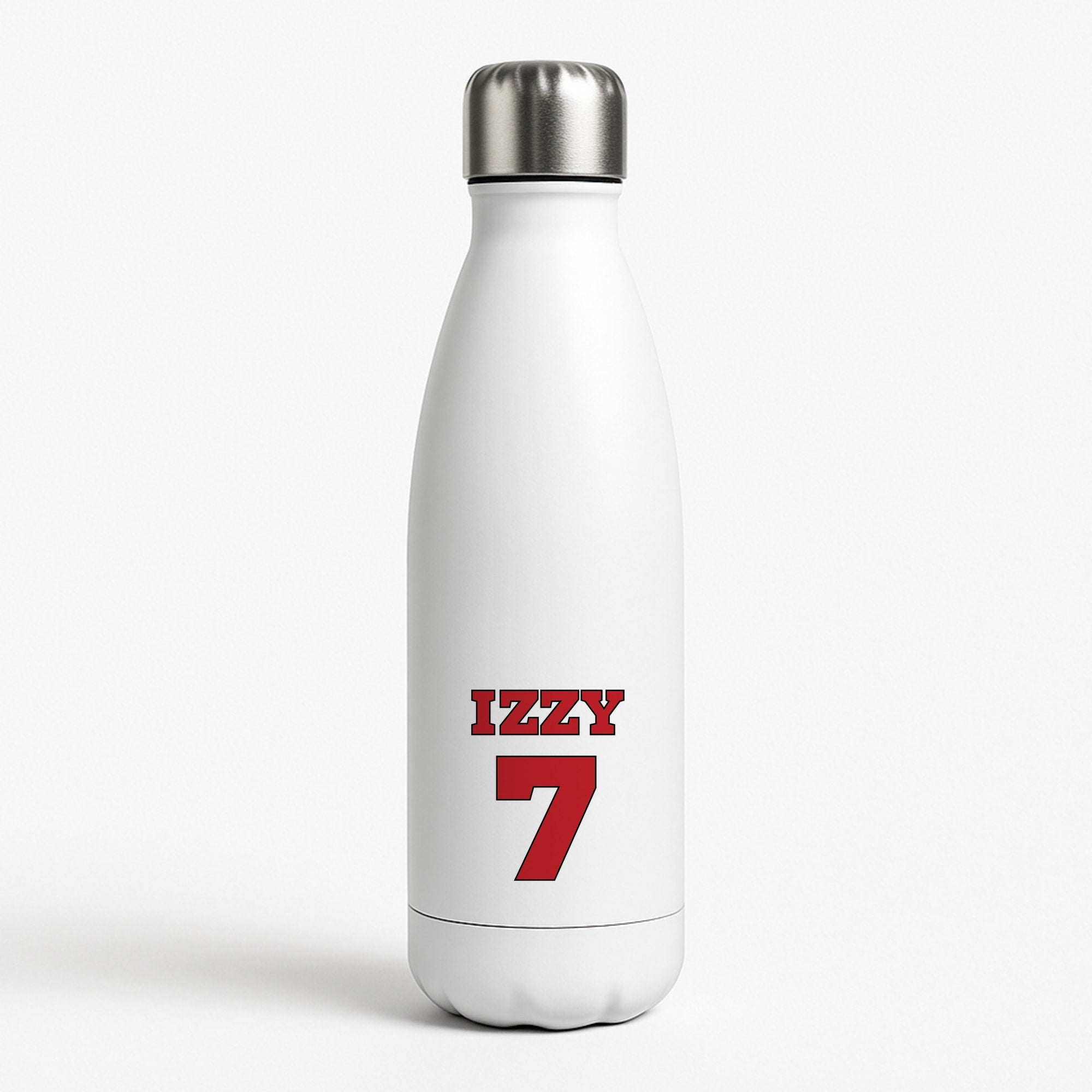Black And White Stripes - Personalised Football White Water Bottle