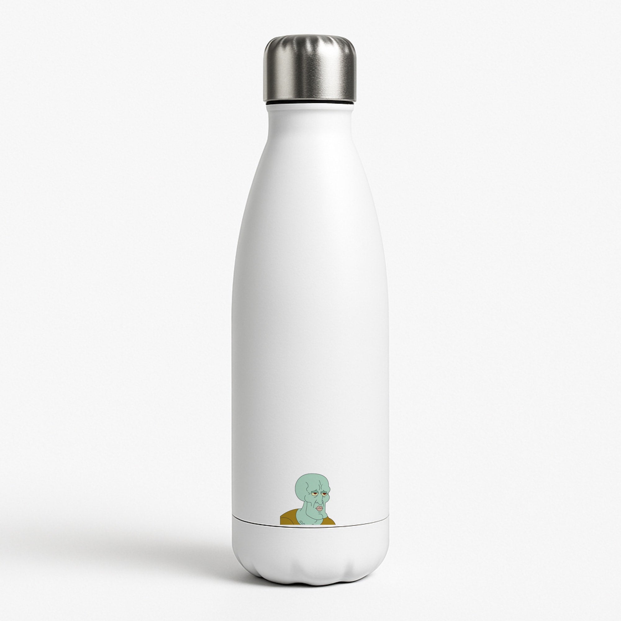 Muscly Squidward White Water Bottle