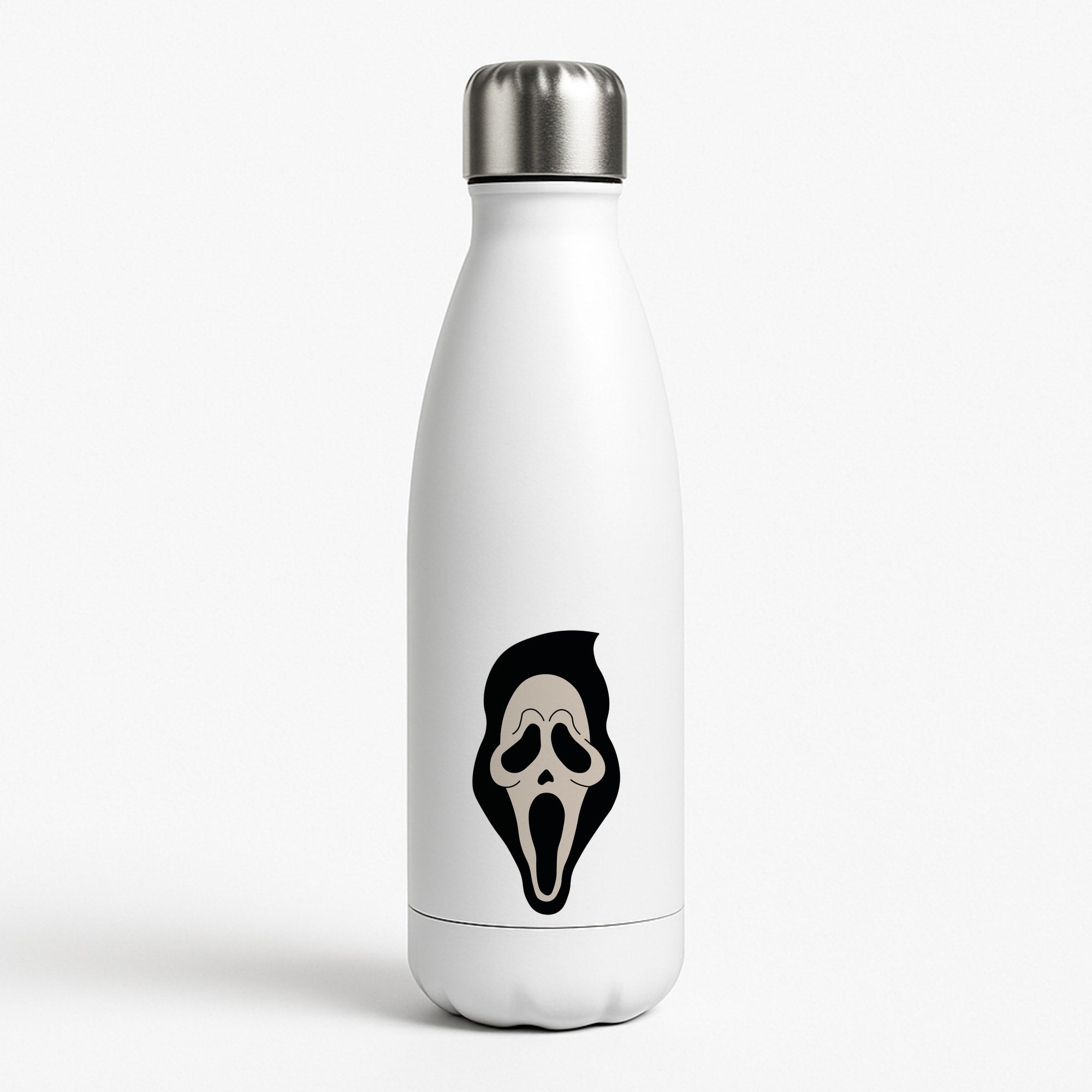 Pink Ghostface Pattern - Scream White Water Bottle