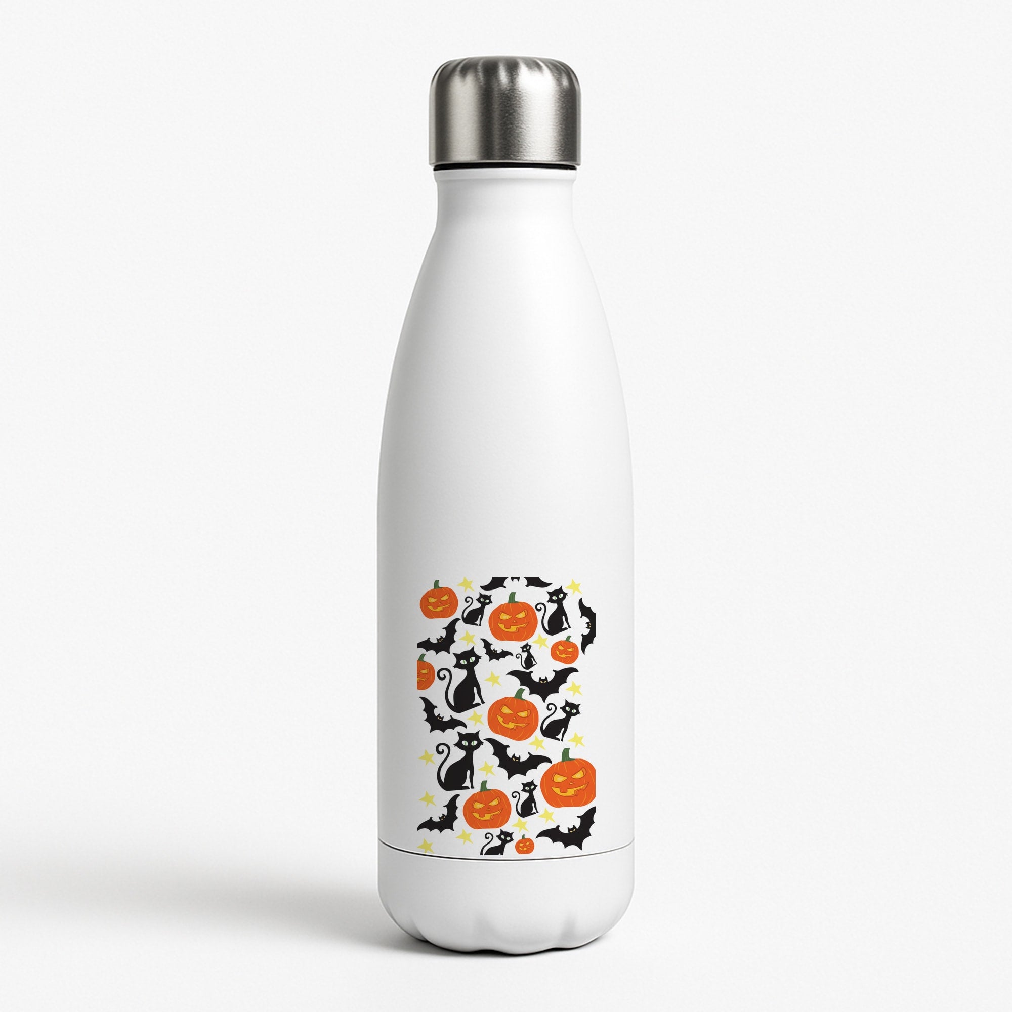 Pumpkin And Cats - Halloween White Water Bottle