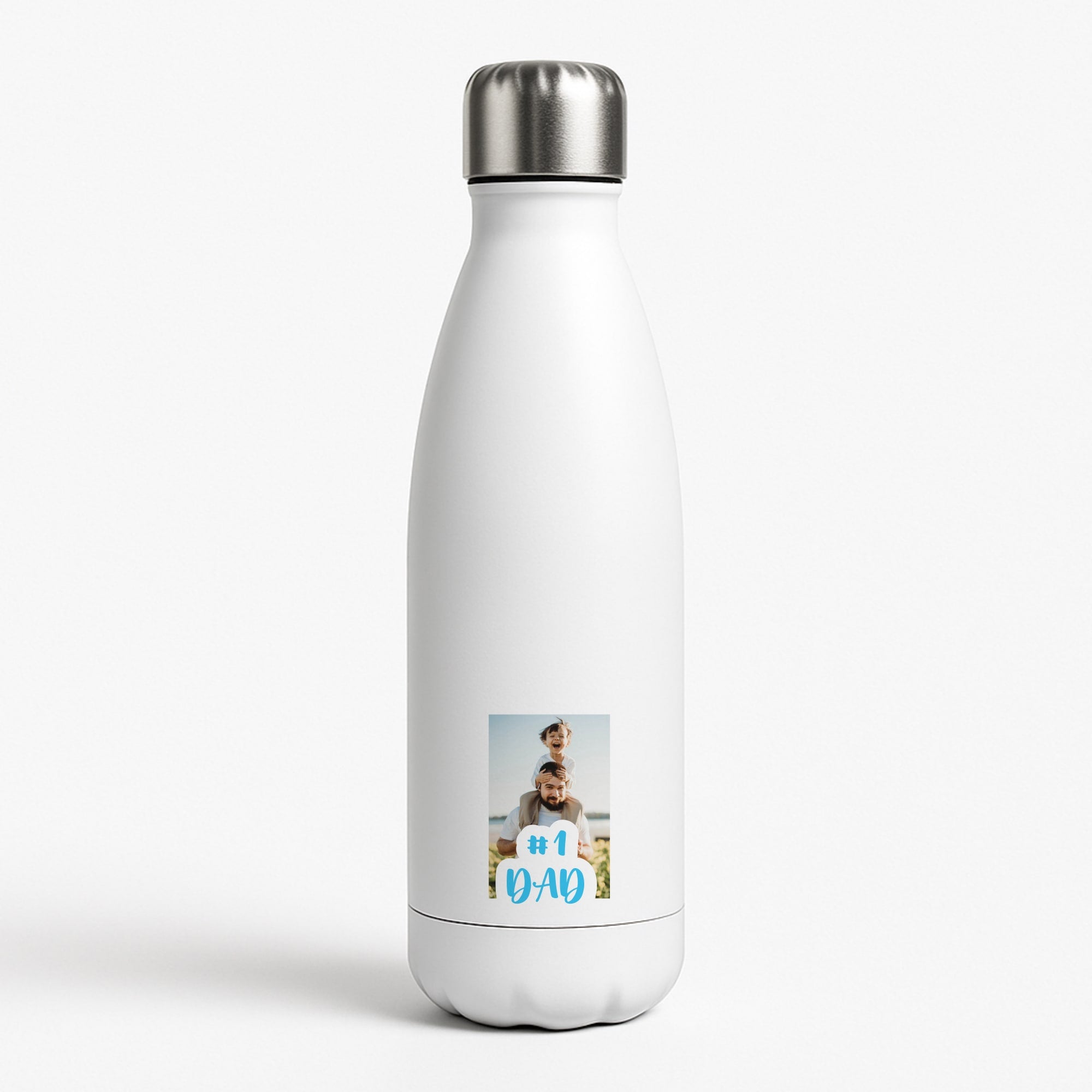 Hashtag 1 Dad - Personalised Father's Day White Water Bottle