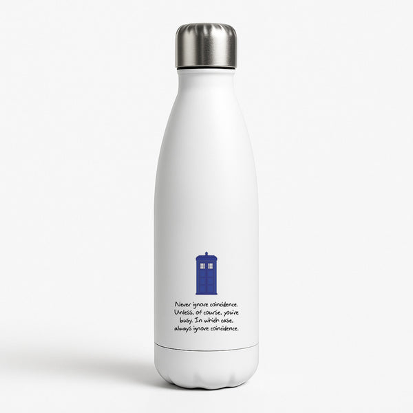 Never Ignore Coincidence White Water Bottle