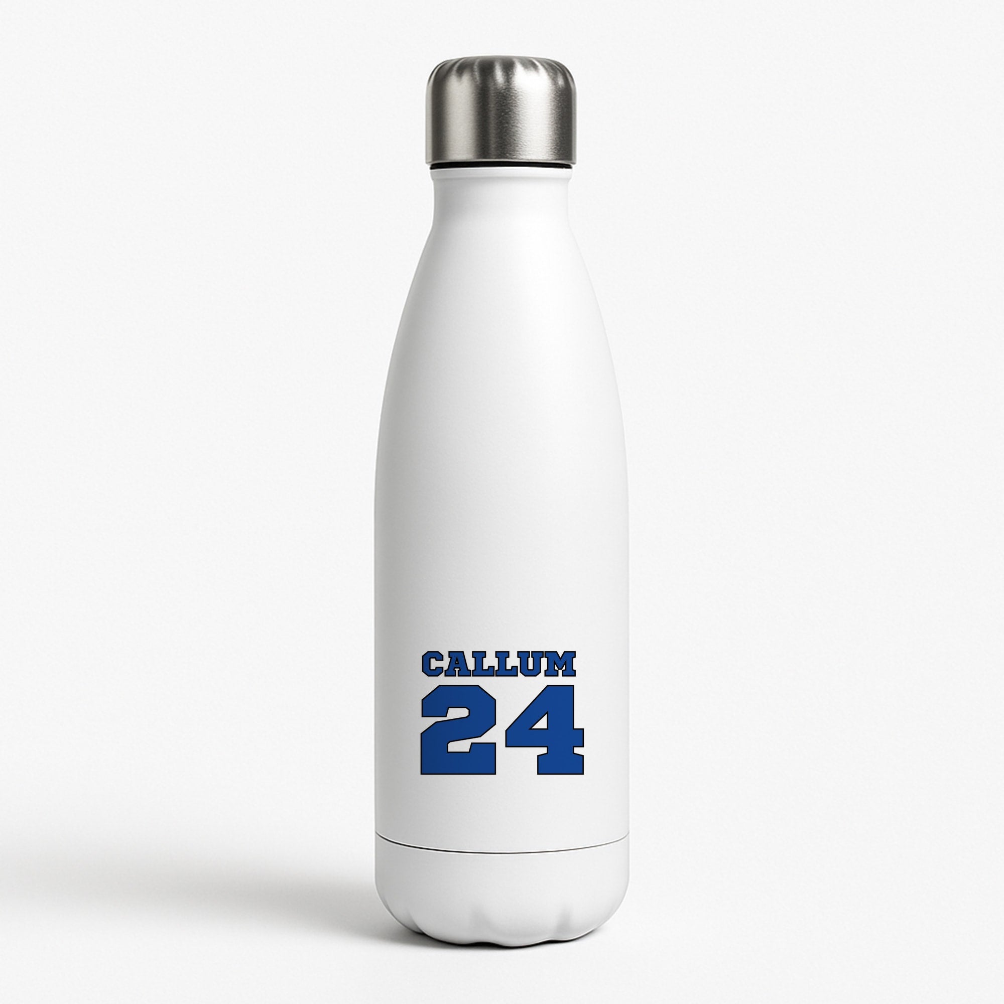 Dark Blue - Personalised Football White Water Bottle
