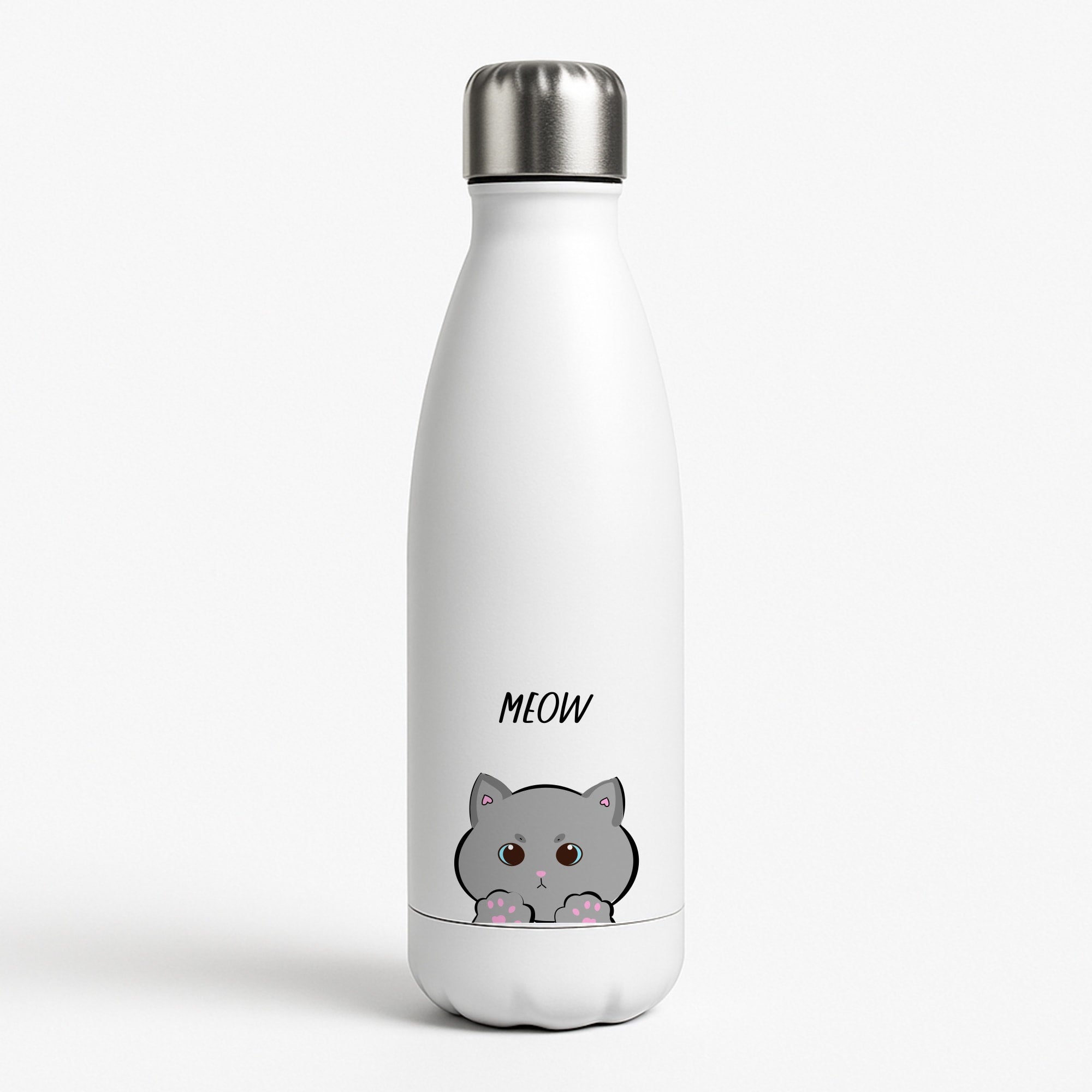 Grey Kitty - Cats White Water Bottle