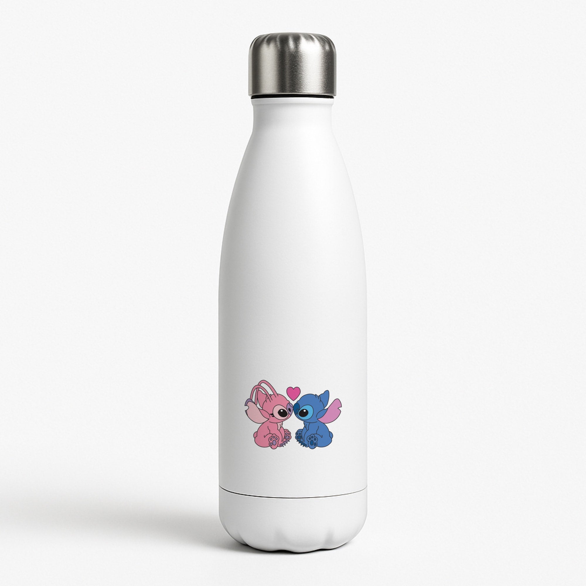 Angel And Blue Alien - Pink Alien White Water Bottle