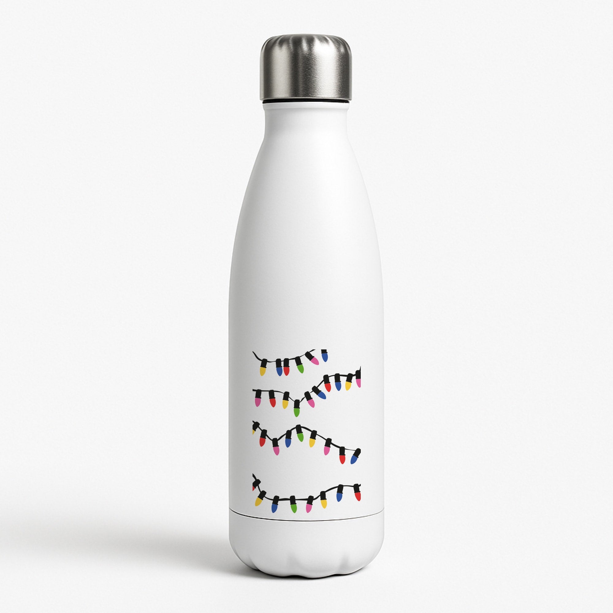 Pink Lights - Christmas Patterns White Water Bottle