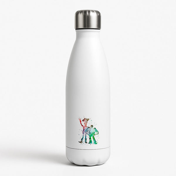 Watercolour Woody & Buzz A Story of Toys Fairytale White Water Bottle