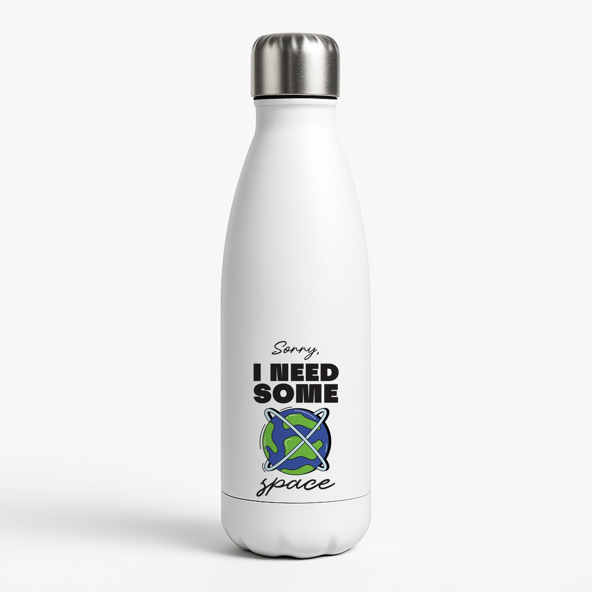 Cartoon I Need Some Space White Water Bottle