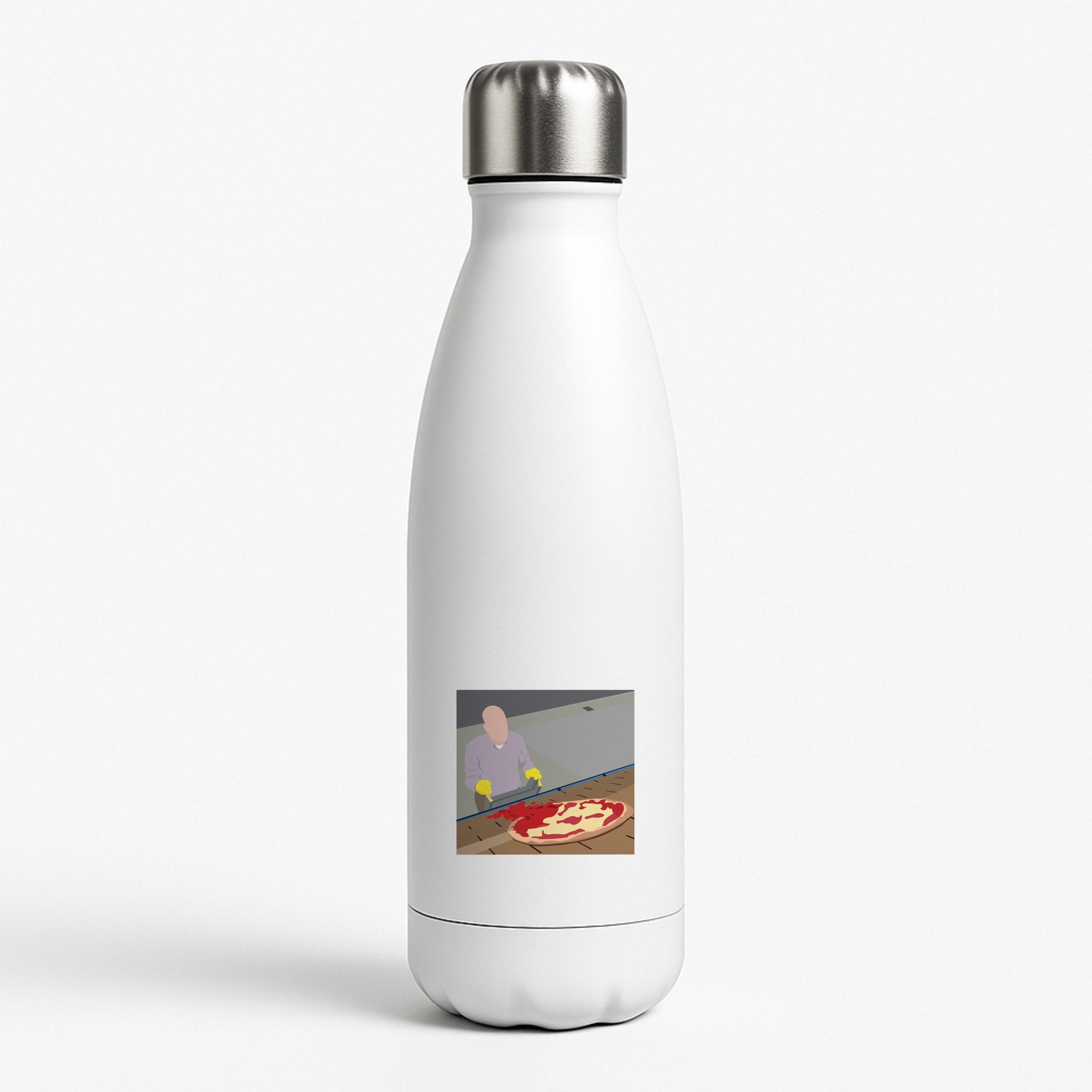 Pizza On The Roof White Water Bottle