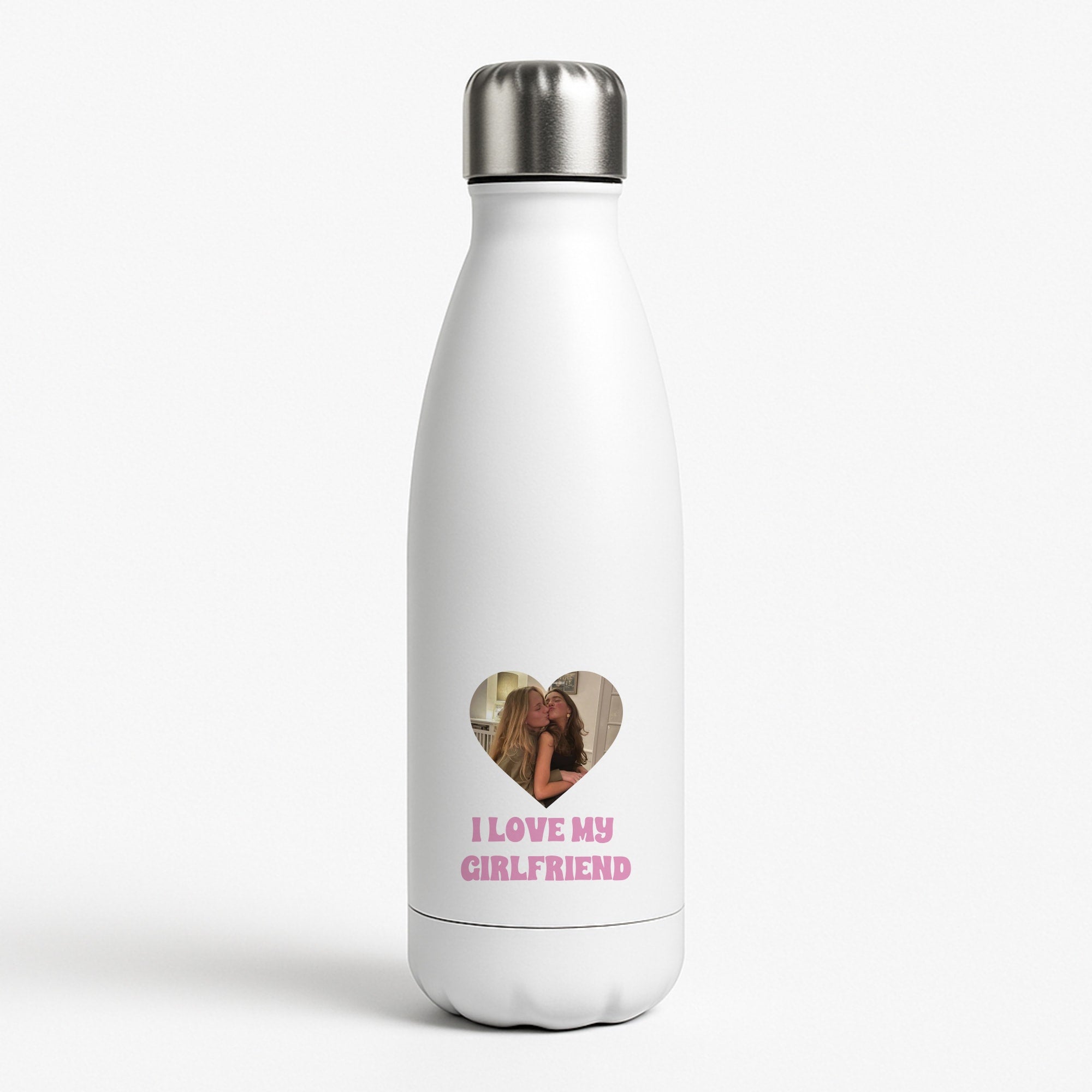 I Love My Girlfriend - Personalised Couples White Water Bottle