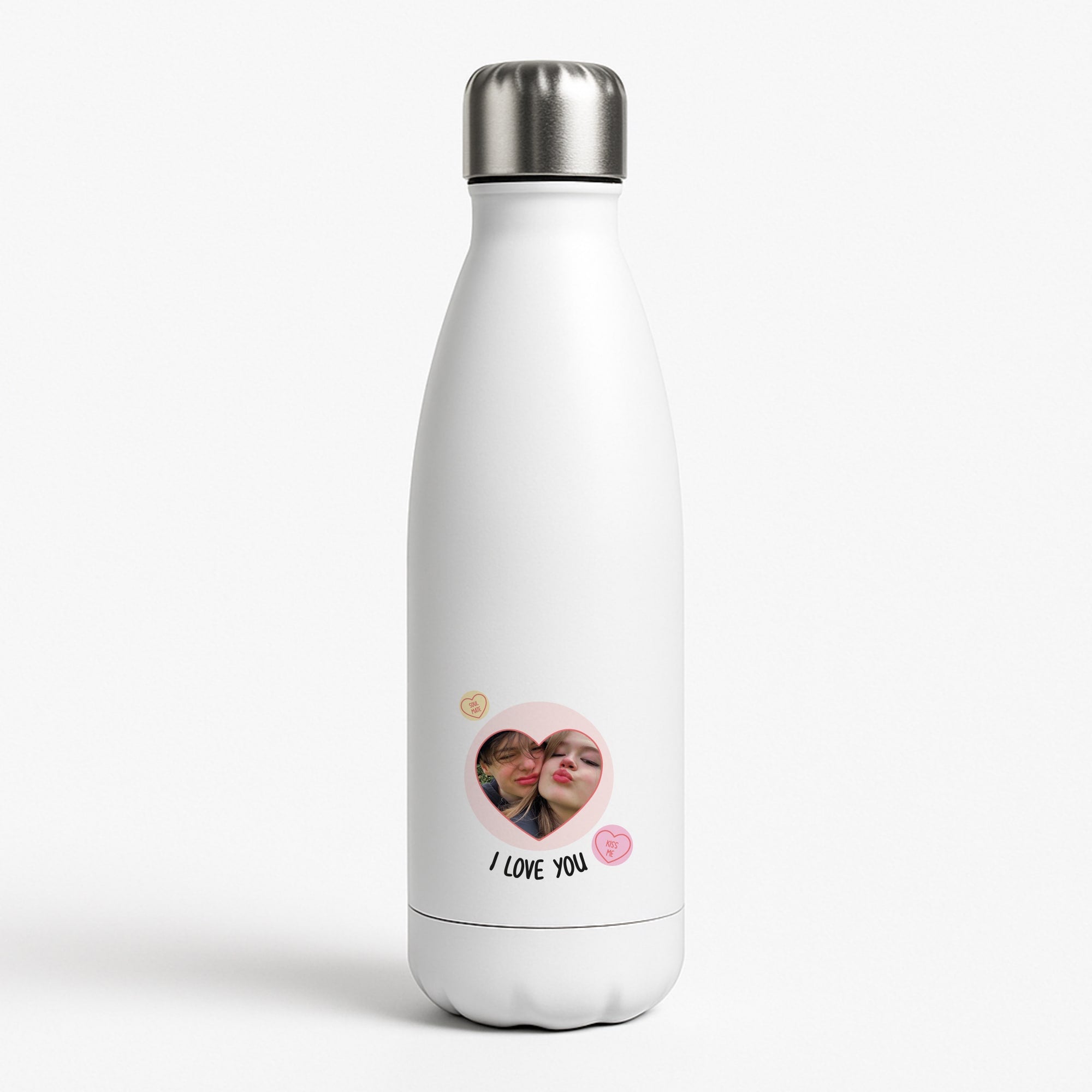 I Love You - Personalised Couples White Water Bottle