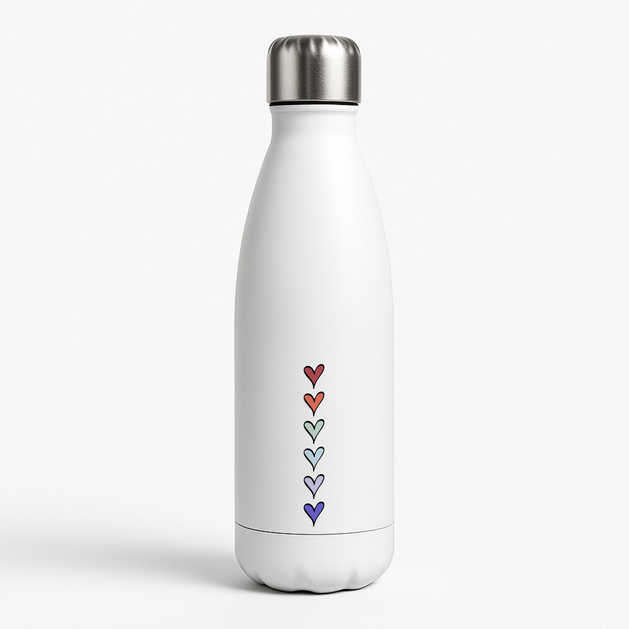 Love Heart Line White Water Bottle