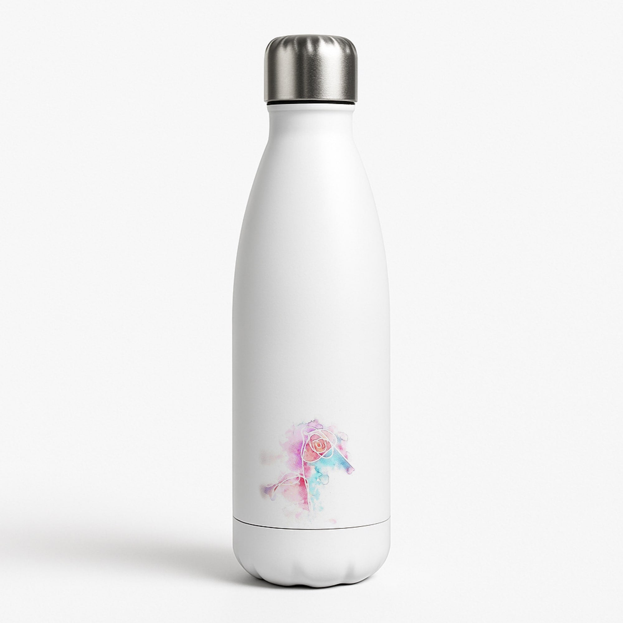 K-Pop Band Love Yourself Watercolour Painting White Water Bottle