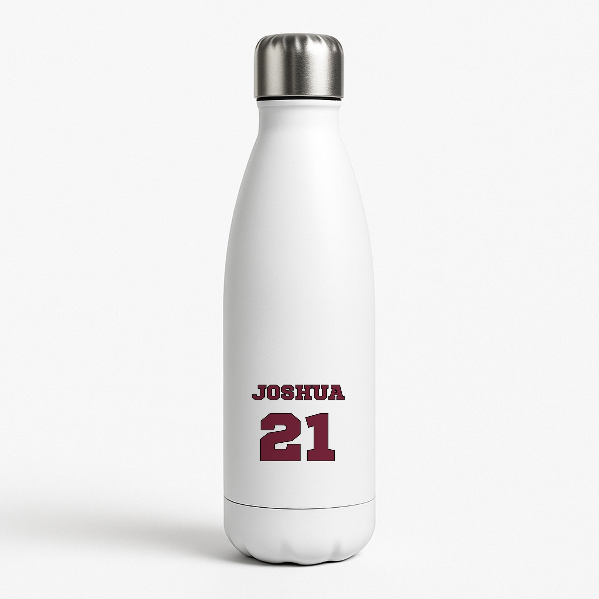 Burgundy - Personalised Football White Water Bottle