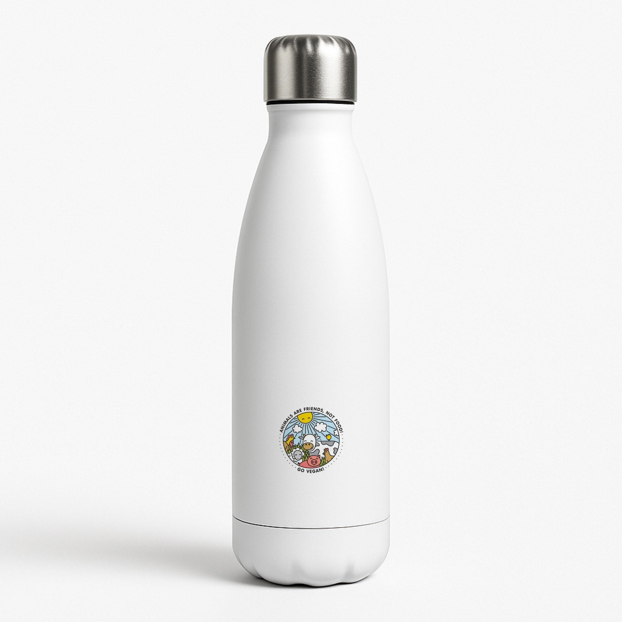 Animals Are Friends, Not Food - Vegan White Water Bottle