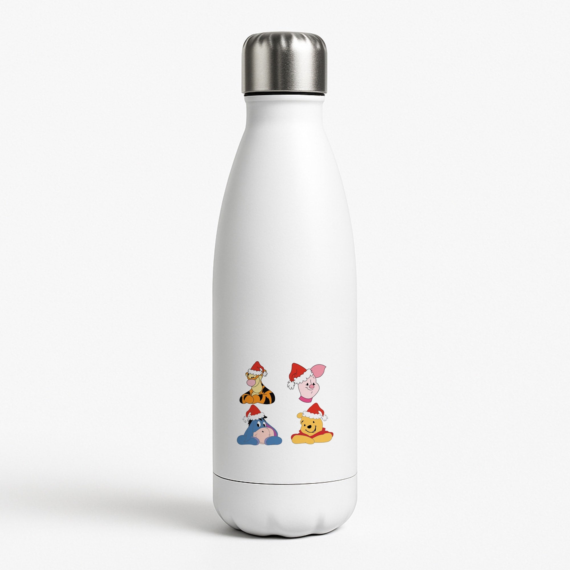 Bear, Tiger, Donkey and Pig Pattern Christmas White Water Bottle