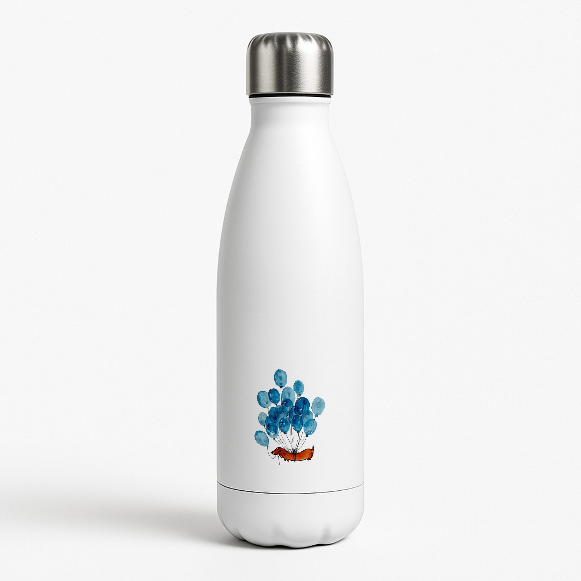 Dachshund And Balloons White Water Bottle