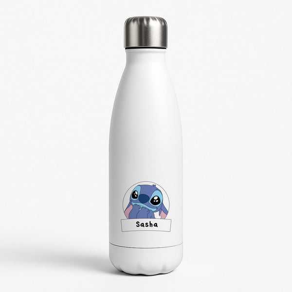 Personalised Cute Blue Alien White Water Bottle