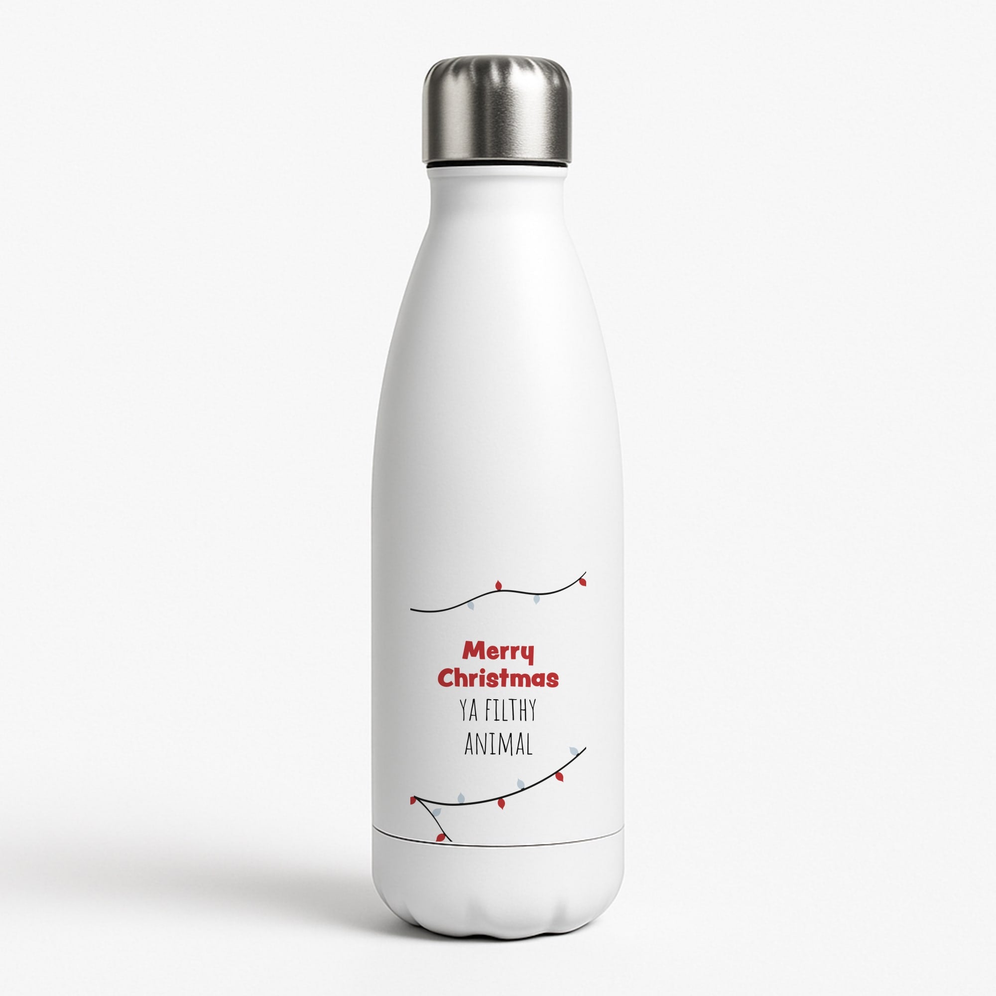 Merry Christmas Ya Filthy Animal White Water Bottle