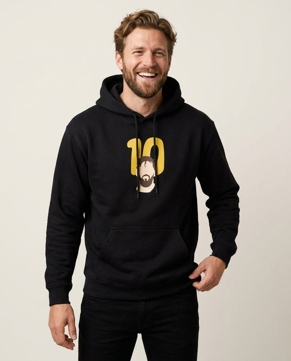 Number 10 - Messi Hoodie — Black Front, worn