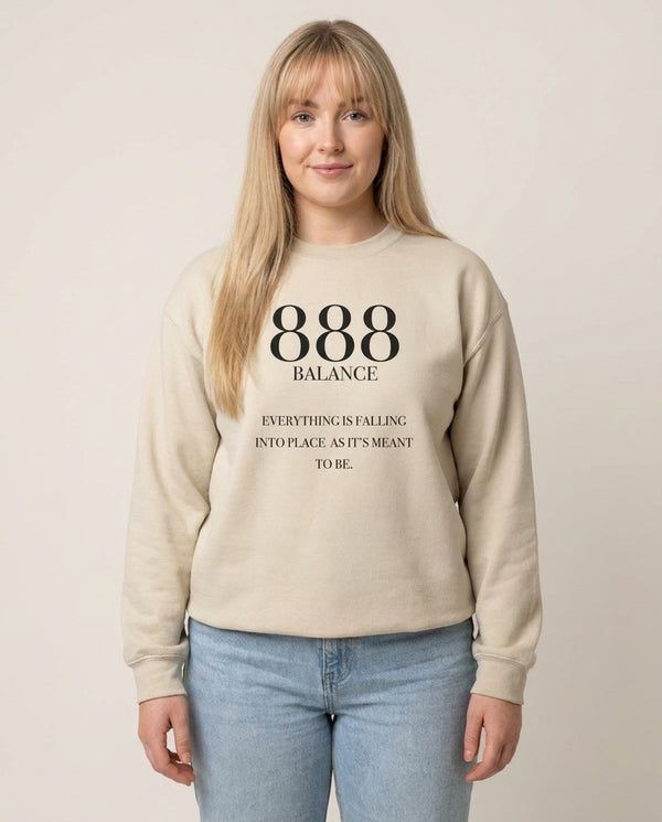 888 - Angel Numbers Sweatshirt — Sand Front, worn