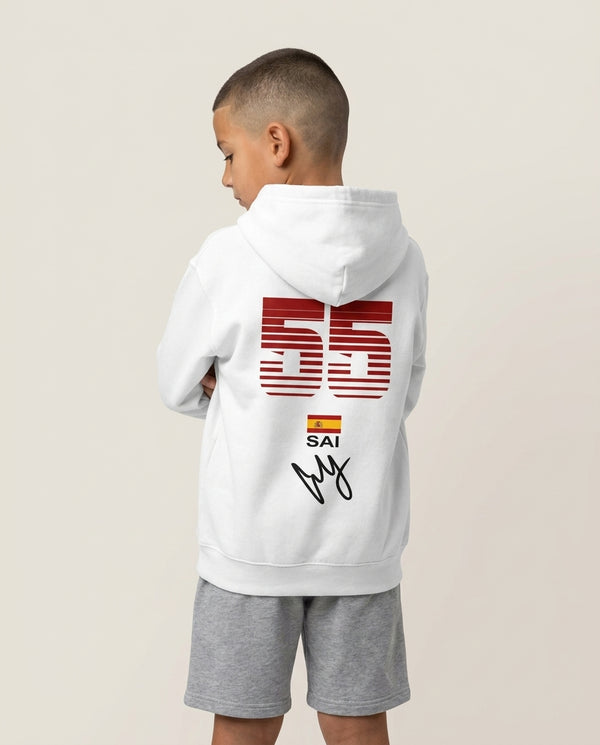 Sainz - F1 Kids Hoodie — White Back, worn